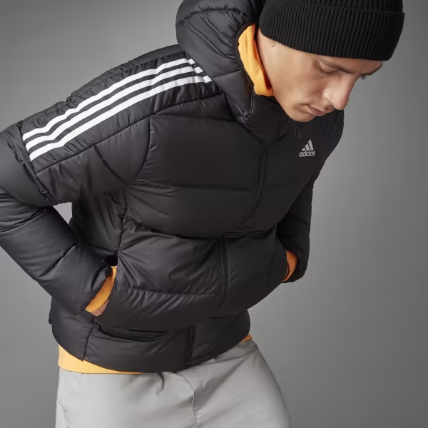 ÁO KHOÁC CHÍNH HÃNG - ADIDAS ESSENTIALS MIDWEIGHT DOWN HOODED JACKET  BLACK - GT9141