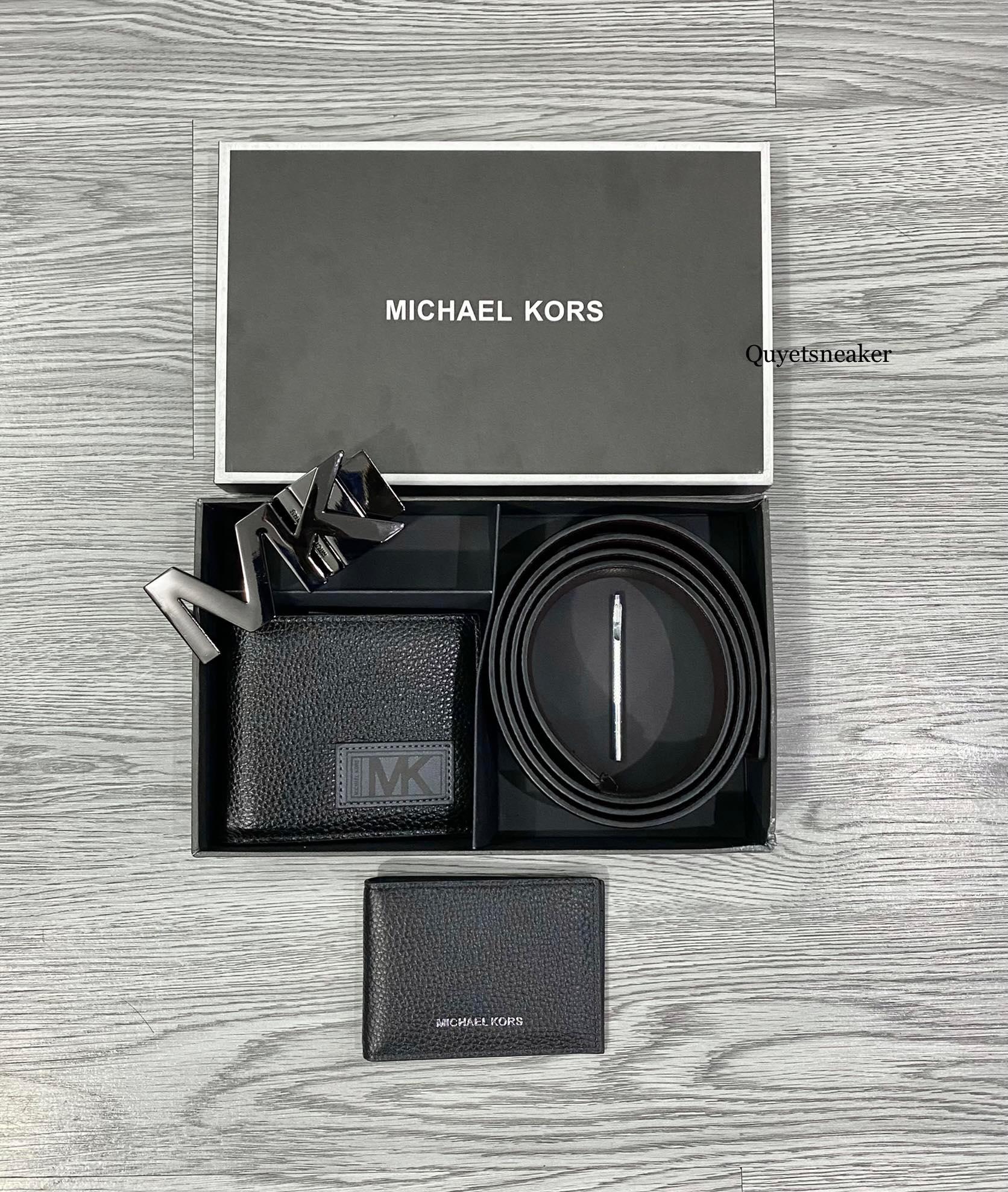 Set Thắt Lưng Ví Michael Kors Card Holder Màu Đen - SMC-010