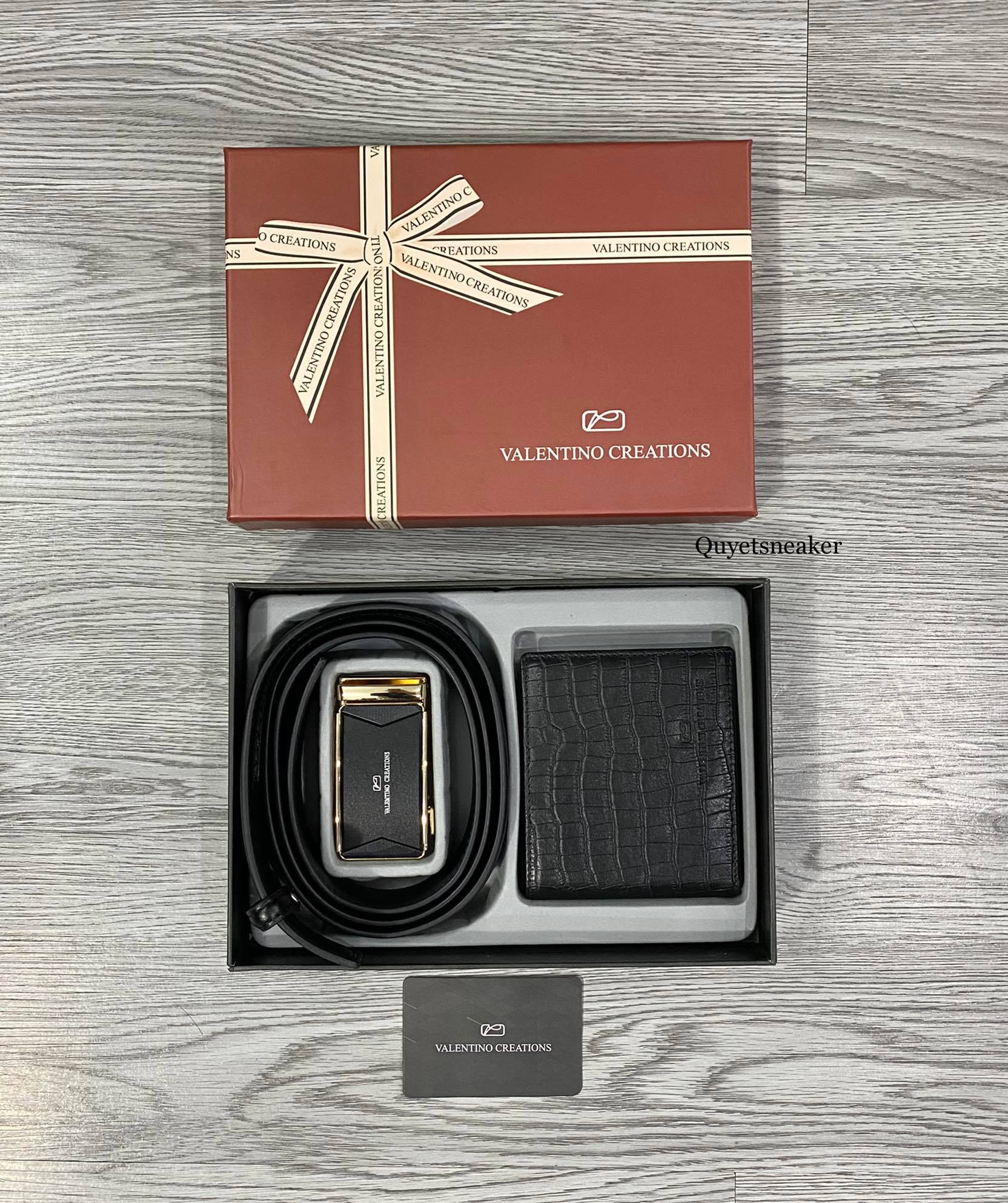 Set Thắt Lưng Ví Valentino Creations Màu Đen Sang Trọng - STV-010