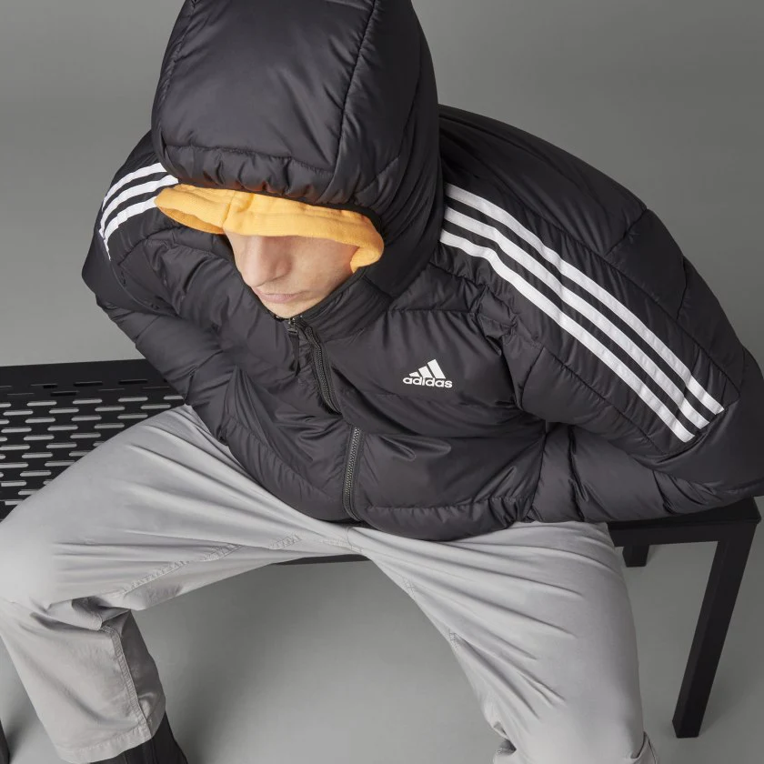 ÁO KHOÁC CHÍNH HÃNG - ADIDAS ESSENTIALS MIDWEIGHT DOWN HOODED JACKET  BLACK - GT9141