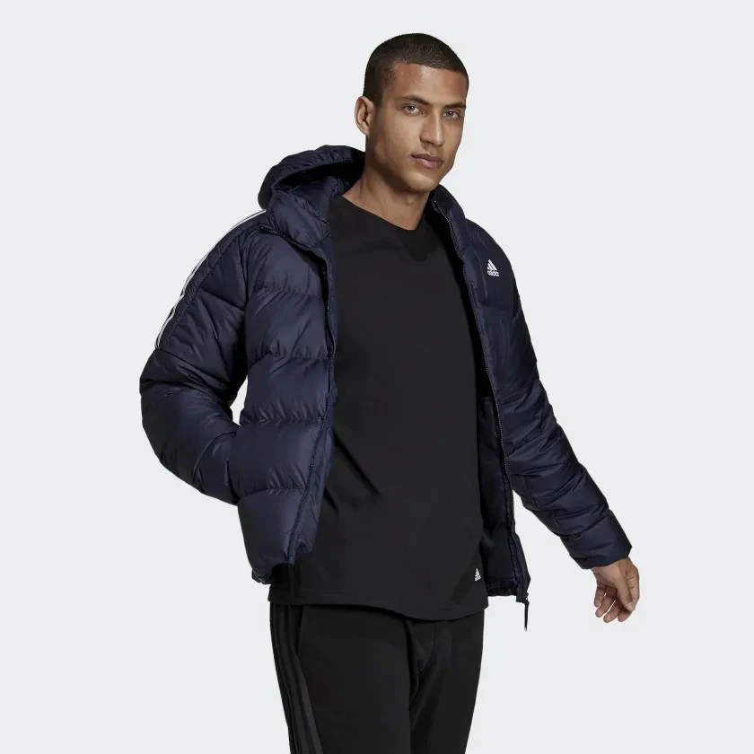 ÁO KHOÁC CHÍNH HÃNG - ADIDAS ESSENTIALS MIDWEIGHT DOWN HOODED JACKET NAVY - GT9133