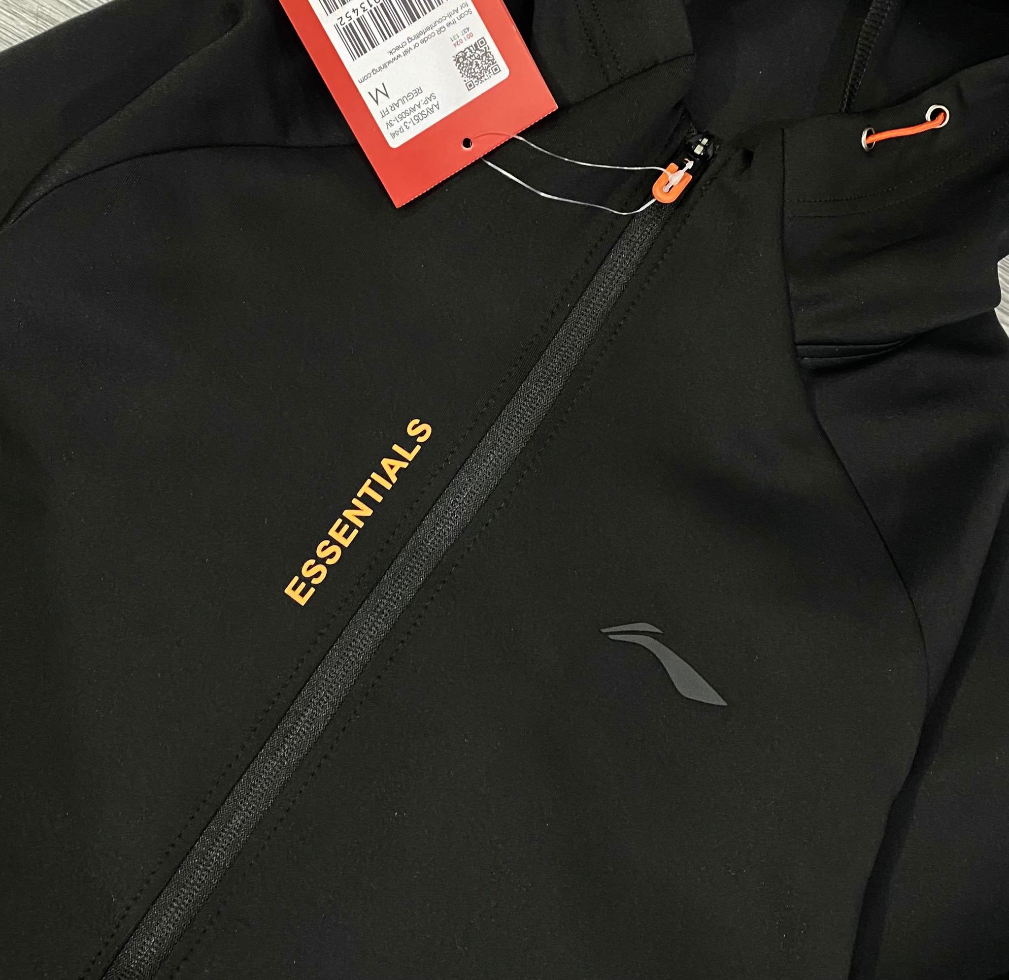 Bộ Thể Thao Chính Hãng - Li-Ning TrackSuit Training Essentials Black/Orange Có Mũ - HL1-010