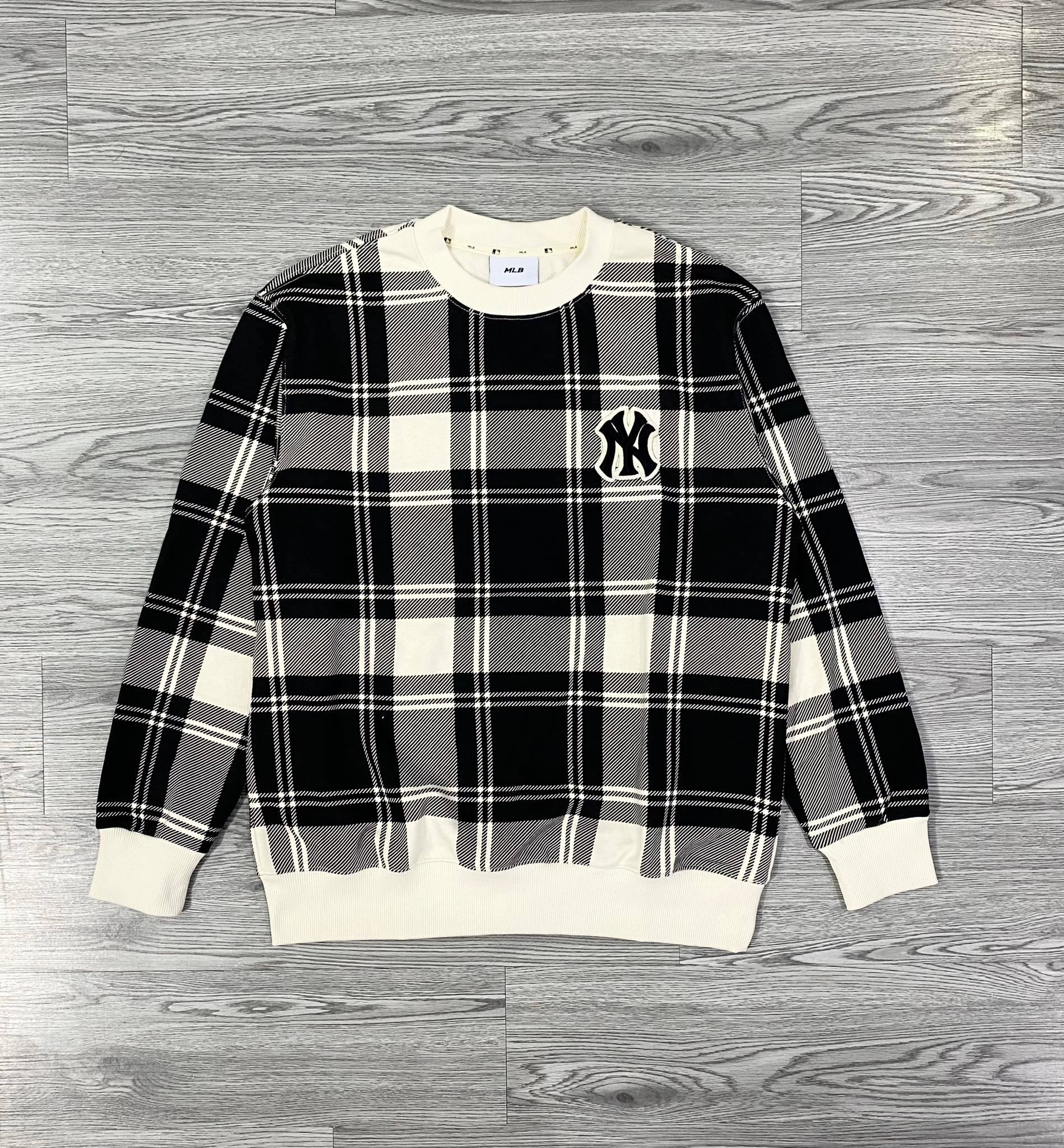 Áo Sweater Chính Hãng - Áo Nỉ MLB Check Front Overfit Sweatshirt New York Yankees - 3AMTC2114-50CRS