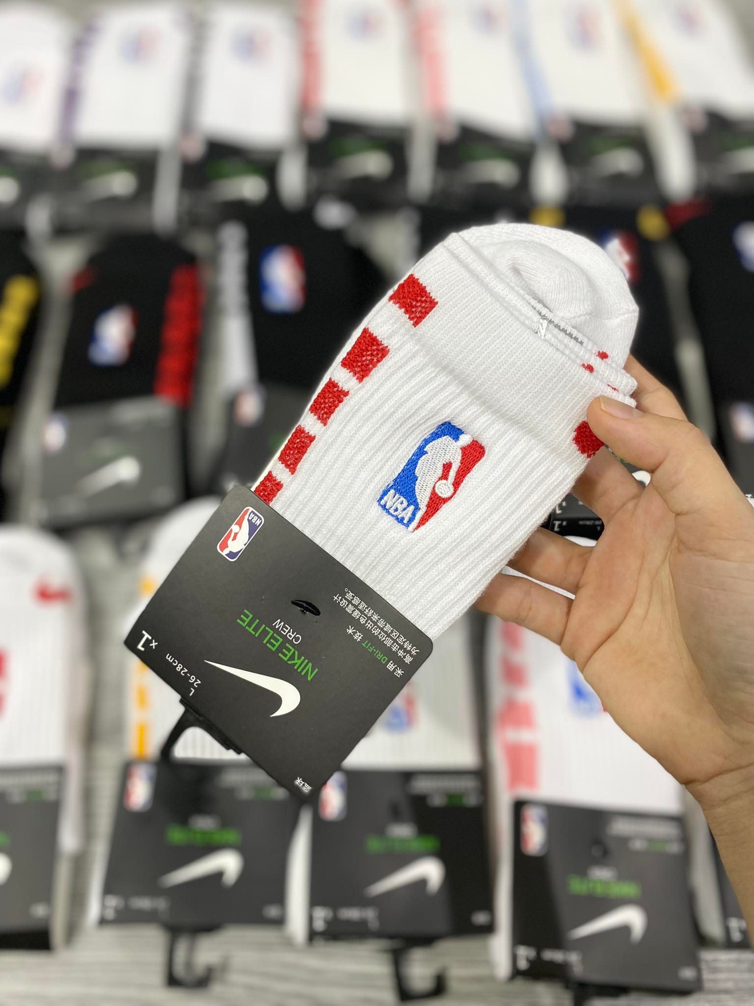 Phụ Kiện Chính Hãng - Tất Bóng Rổ Nike Training NBA  Elite Crew 'Trắng/Đỏ' (1 đôi) - SX7588-07