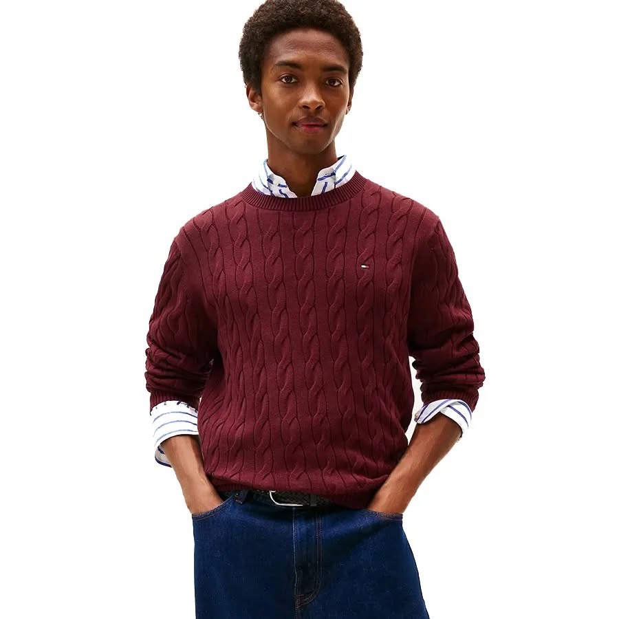 Áo Sweater Chính Hãng - Tommy Hilfiger Men Cable Knit Pullover - 4034175VDR