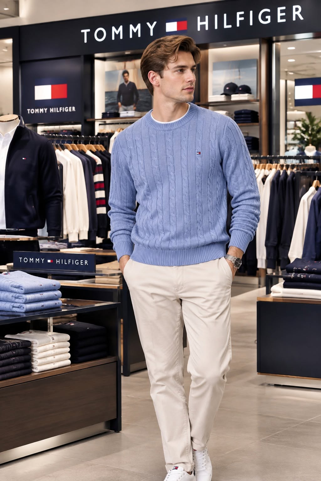 Áo Sweater Chính Hãng - Tommy Hilfiger Men Cable Knit Pullover - 4034175VER