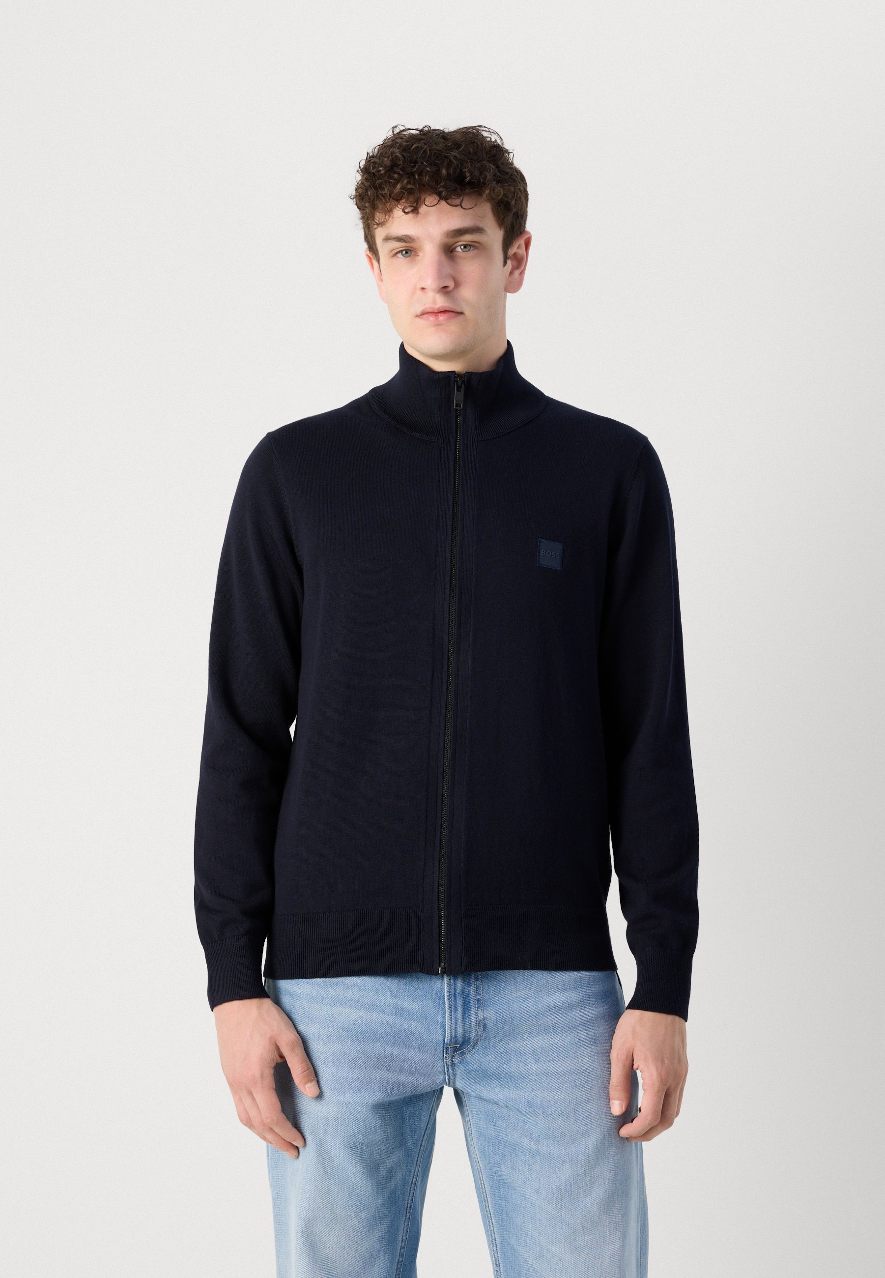 Áo Khoác Chính Hãng - Hugo Boss Zip-up Jacket In Cotton With Logo Badge 