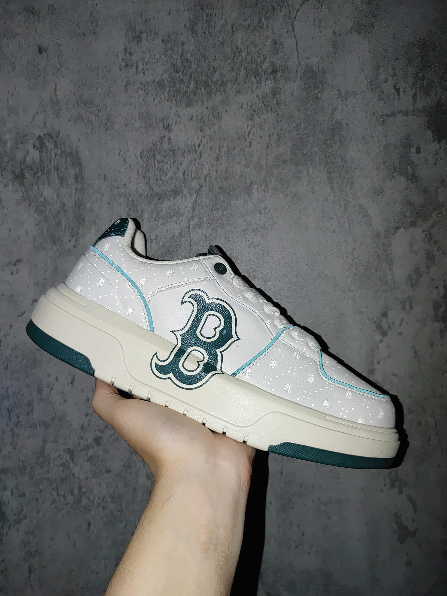 Giày Casual Chính Hãng - MLB Chunky Diamond Monogram Boston 'White/Green' - 3ASXCB03N-43GND