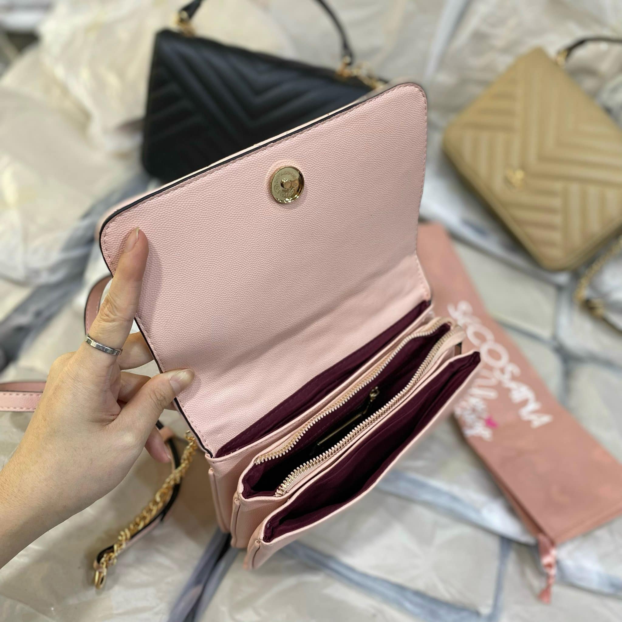 PHỤ KIỆN CHÍNH HÃNG - Túi Nữ SECOSANA x AG Zara Quilted Satchel Bag - SKC-21400-Pink