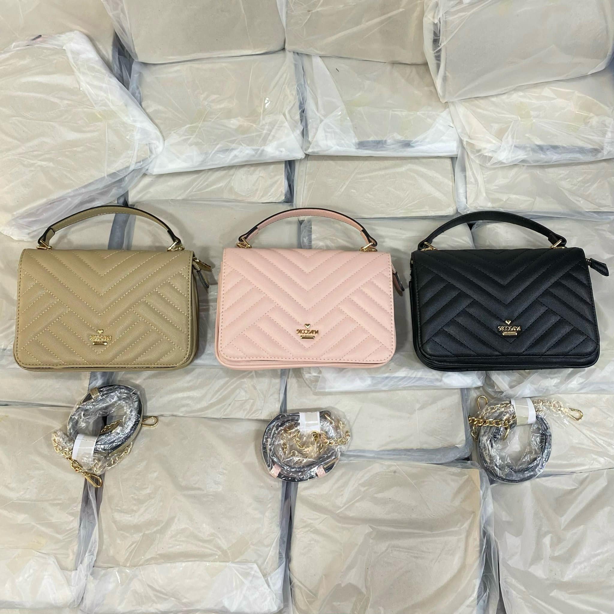 PHỤ KIỆN CHÍNH HÃNG - Túi Nữ SECOSANA x AG Zara Quilted Satchel Bag - SKC-21400-Black