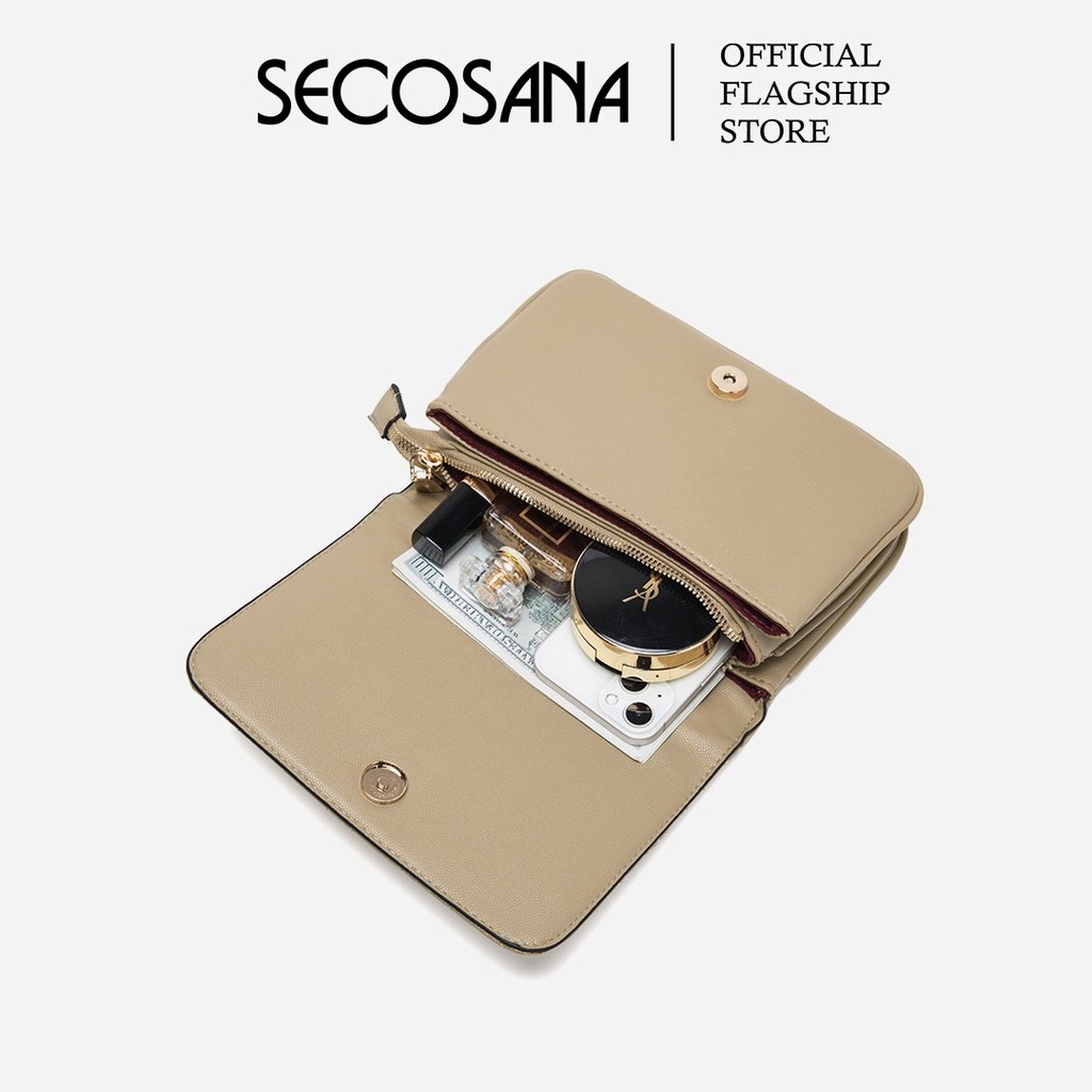 PHỤ KIỆN CHÍNH HÃNG - Túi Nữ SECOSANA x AG Zara Quilted Satchel Bag - SKC-21400-Nude