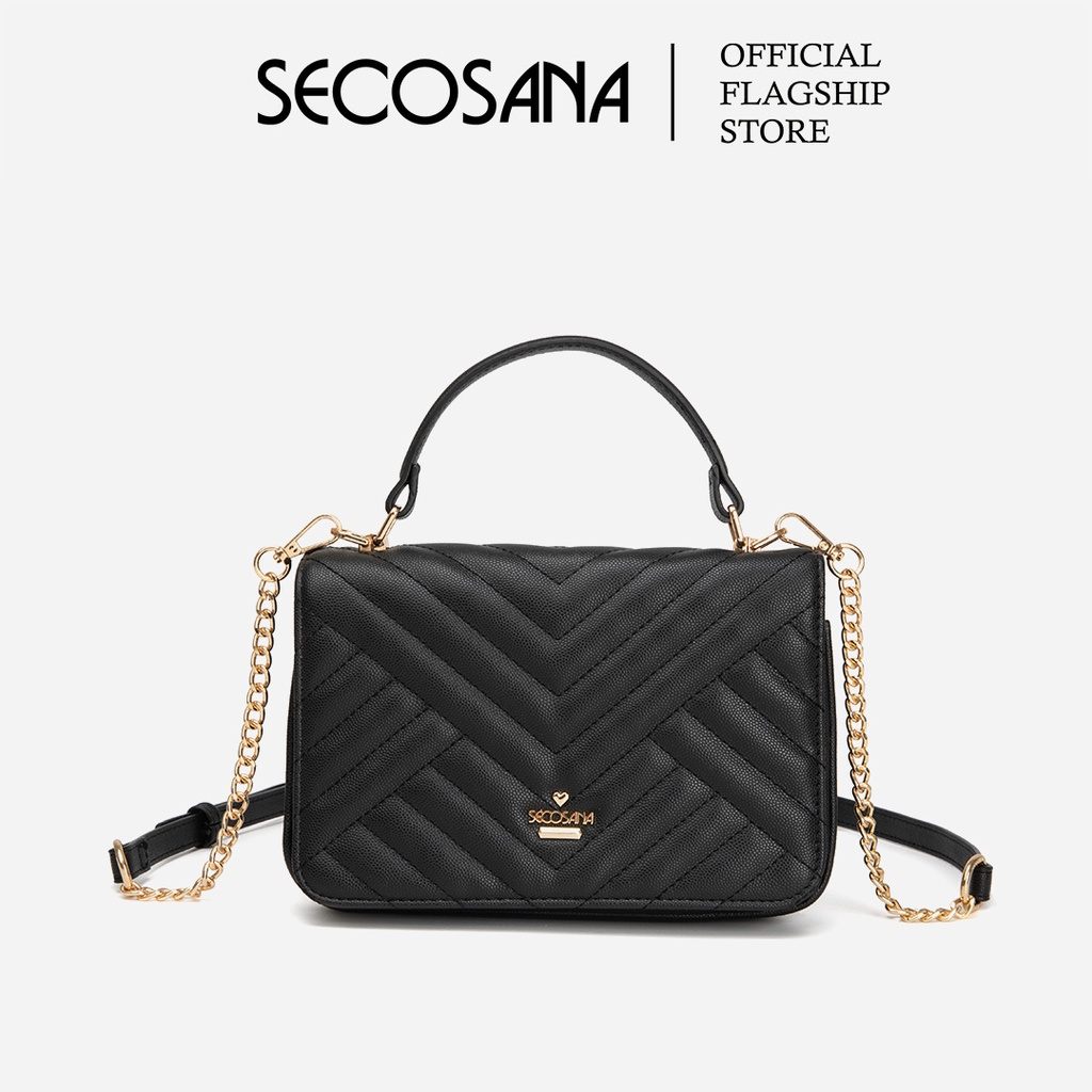 PHỤ KIỆN CHÍNH HÃNG - Túi Nữ SECOSANA x AG Zara Quilted Satchel Bag - SKC-21400-Black