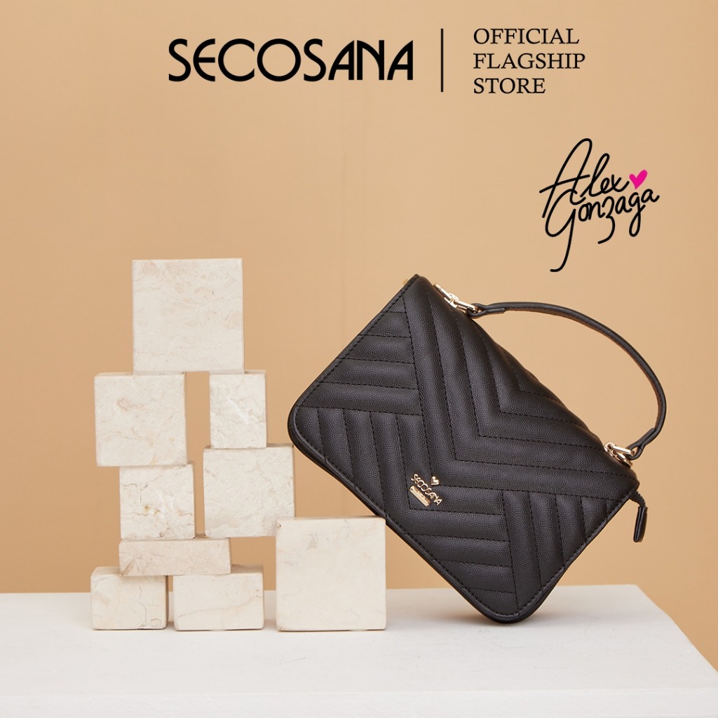 PHỤ KIỆN CHÍNH HÃNG - Túi Nữ SECOSANA x AG Zara Quilted Satchel Bag - SKC-21400-Black