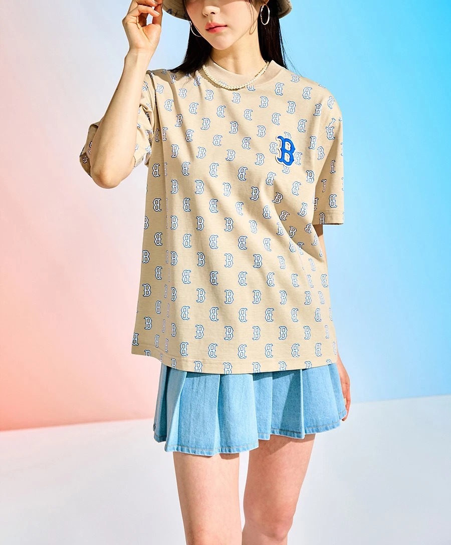 ÁO TSHIRTS CHÍNH HÃNG - MLB Monogram Front Panel Pattern Boston Red Sox - 3ATSM1133-43SAL