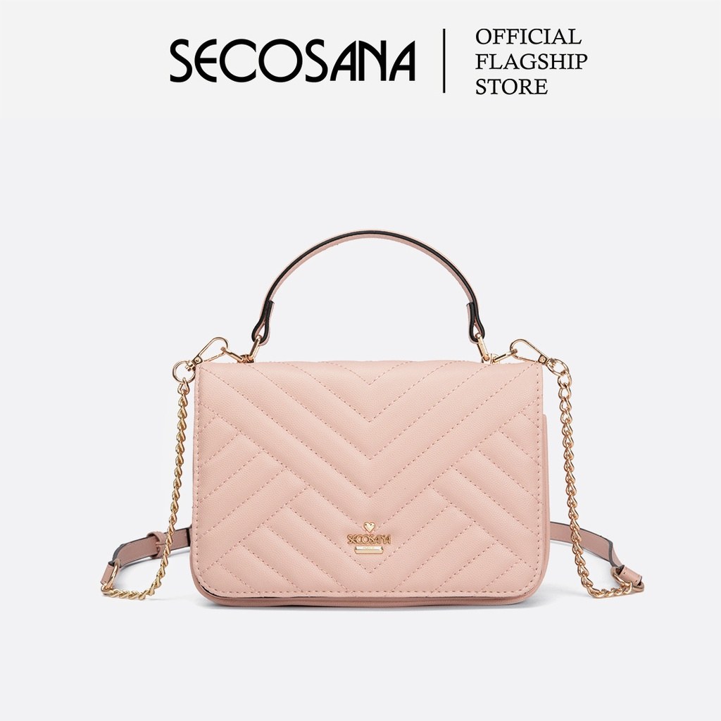 PHỤ KIỆN CHÍNH HÃNG - Túi Nữ SECOSANA x AG Zara Quilted Satchel Bag - SKC-21400-Pink