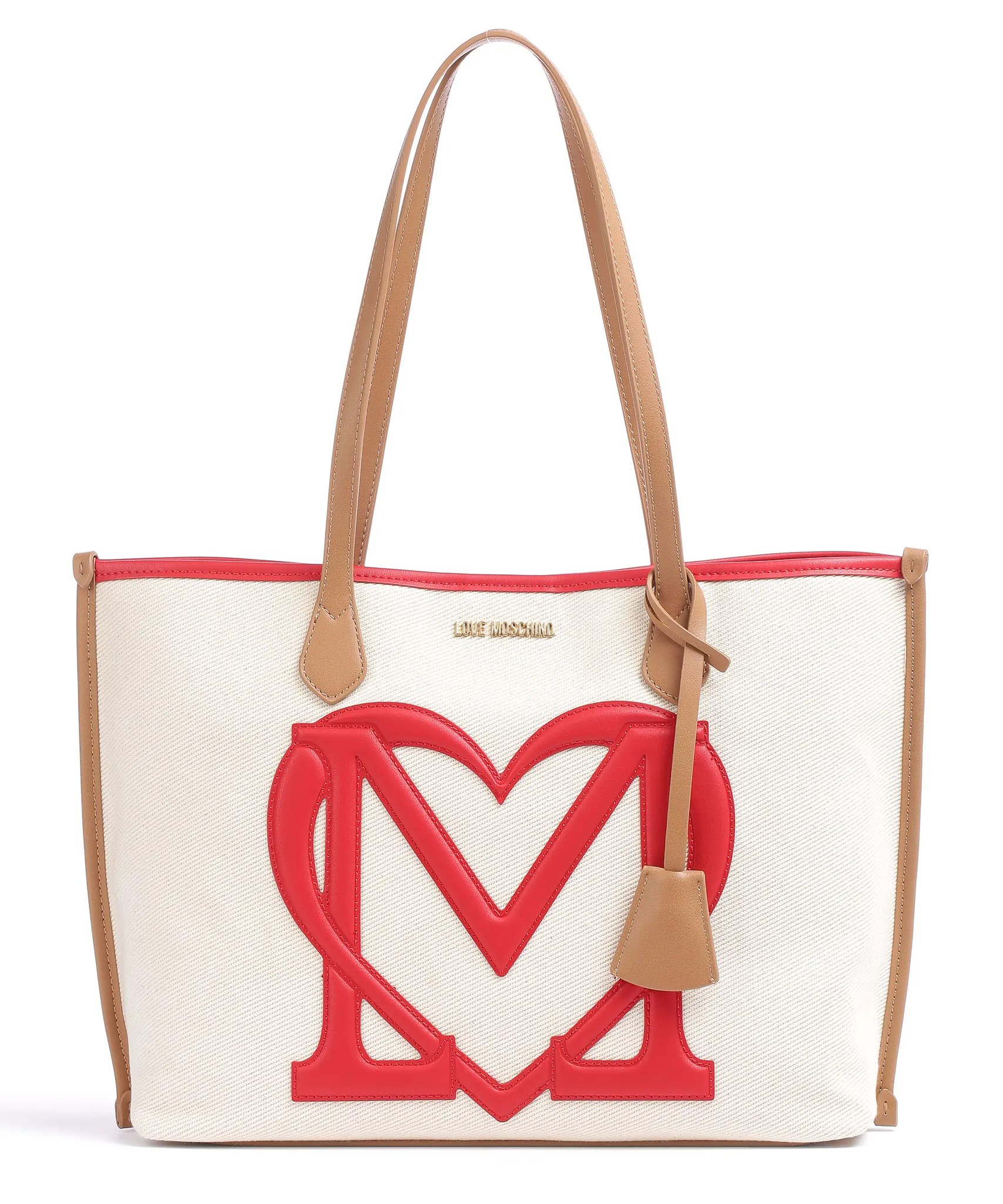 PHỤ KIỆN CHÍNH HÃNG - Túi Nữ Love Moschino Sporty love Tote bag cotton beige/red - JC4061PP1GLH1-10A