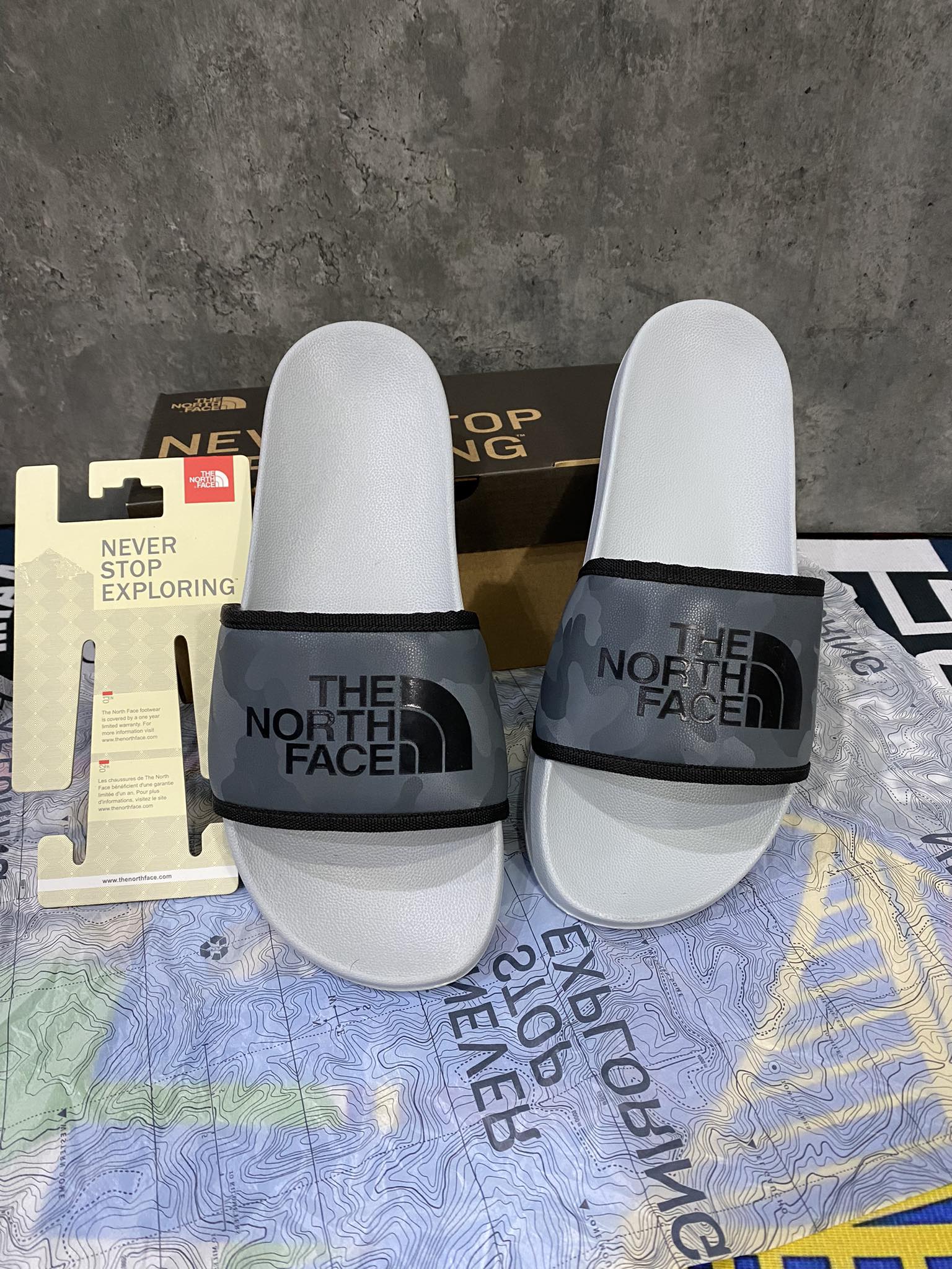 DÉP CHÍNH HÃNG The North Face BASE CAMP SLIDE III Camo Dark Grey