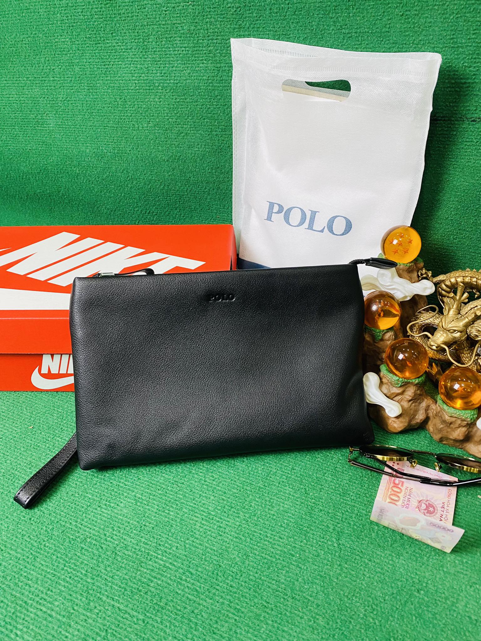 PHỤ KIỆN CHÍNH HÃNG - VÍ Cầm Tay Polo ralph lauren Clutch Black - PLClutch3018