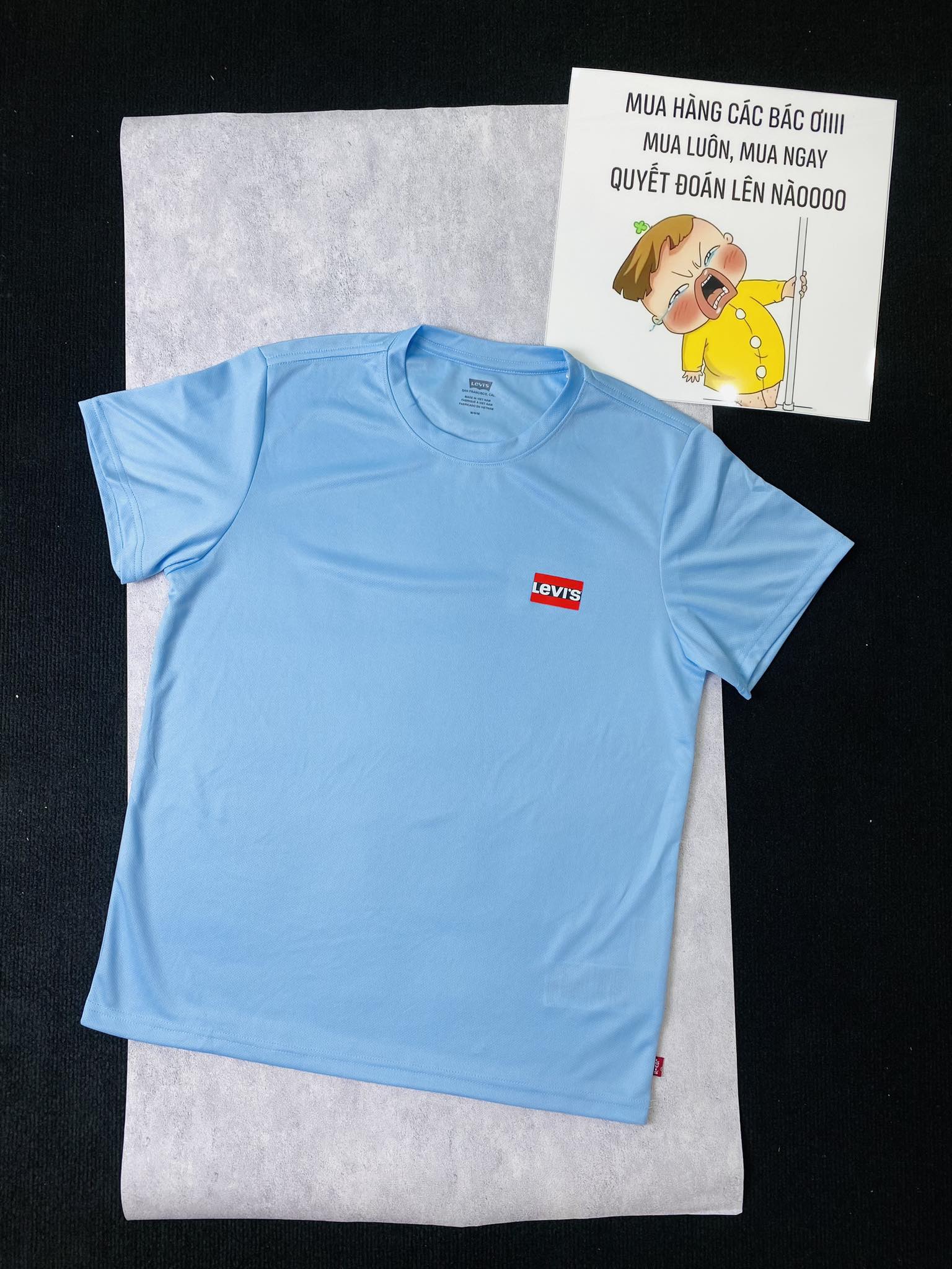 ÁO TSHIRTS CHÍNH HÃNG - Levi's® CREWNECK GRAPHIC Basic T-shirt - 79681-0000-Blue