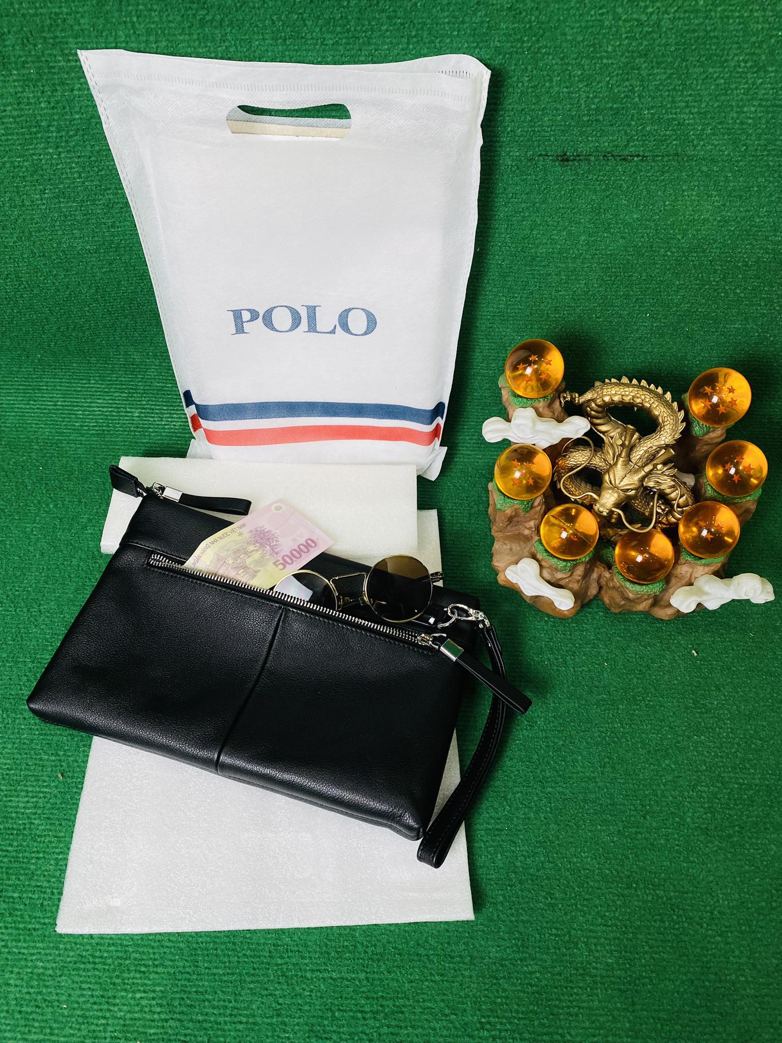 PHỤ KIỆN CHÍNH HÃNG - VÍ Cầm Tay Polo ralph lauren Clutch Black - PLClutch3018