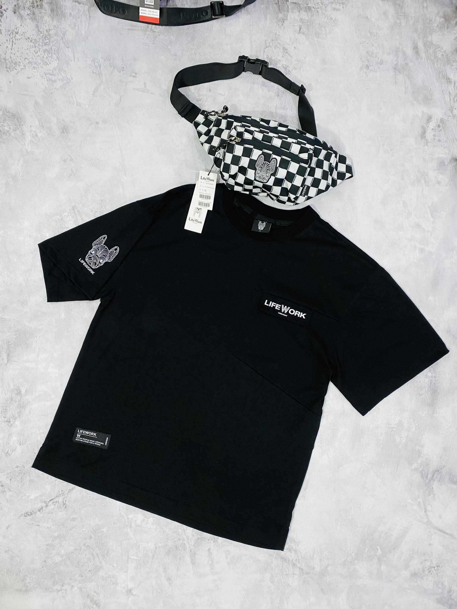 ÁO TSHIRTS CHÍNH HÃNG - Life Work FLAME FIGURE  'Black' - TLW-010