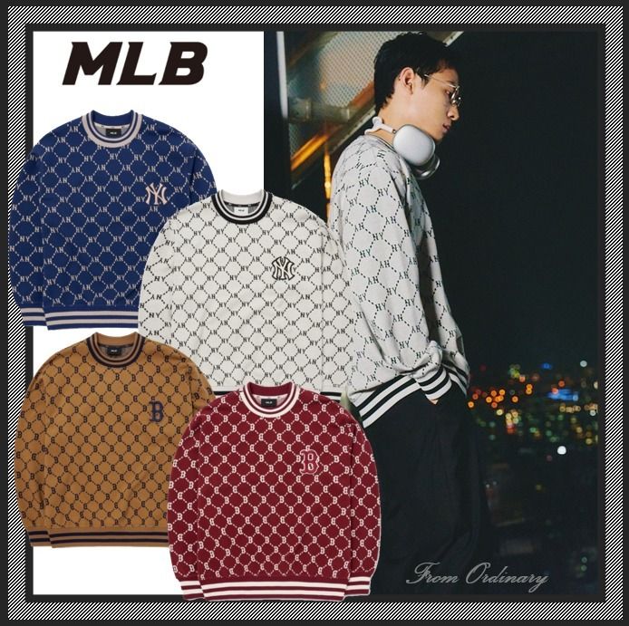 ÁO SWEATSHIRTS CHÍNH HÃNG - MLB Diamond Monogram Jacquard - 3AMTM0724-43WIS