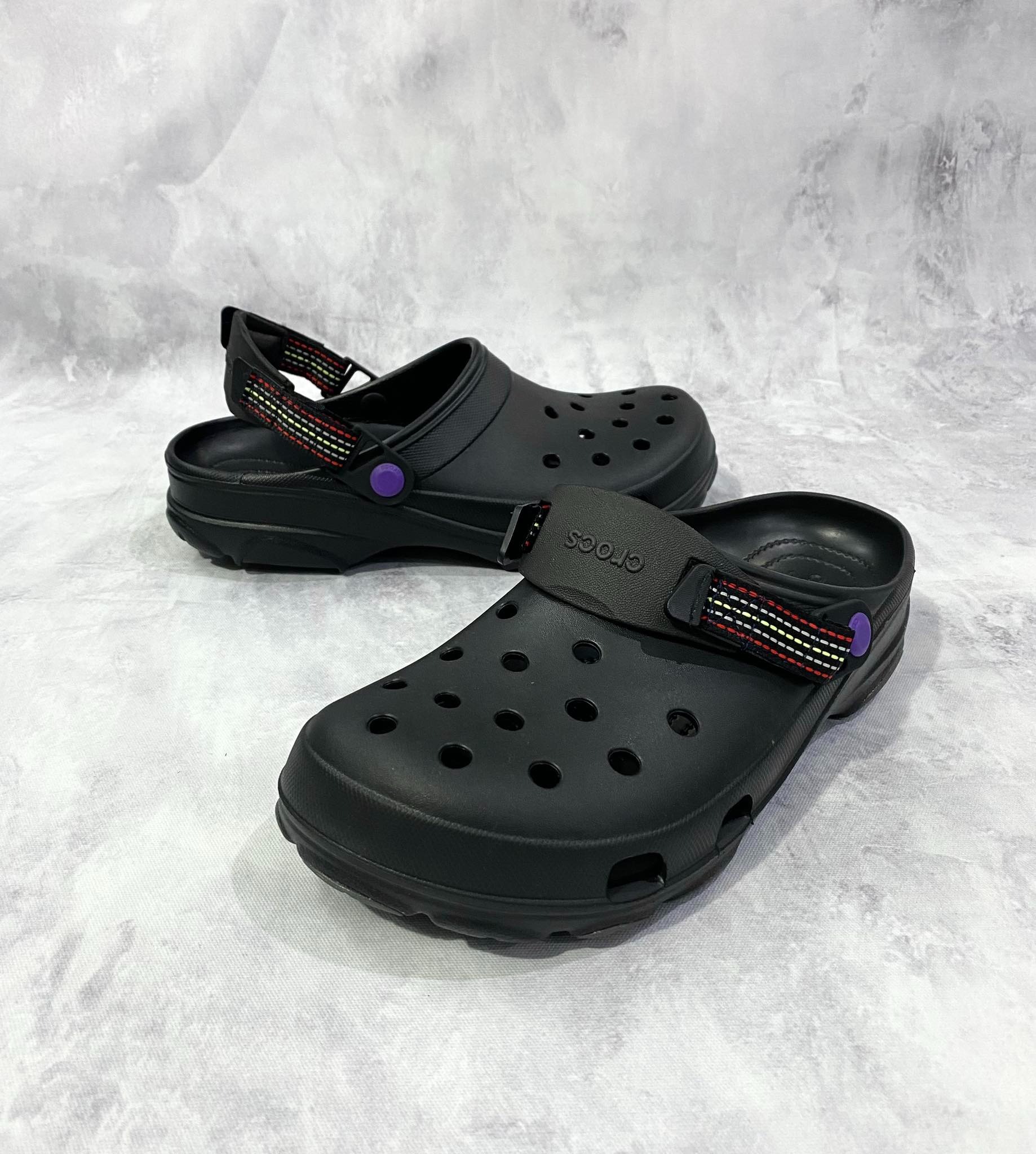 Dép Chính Hãng - Sục Crocs Camo Terra Clog Đen Chấm Tím - SCR- 017