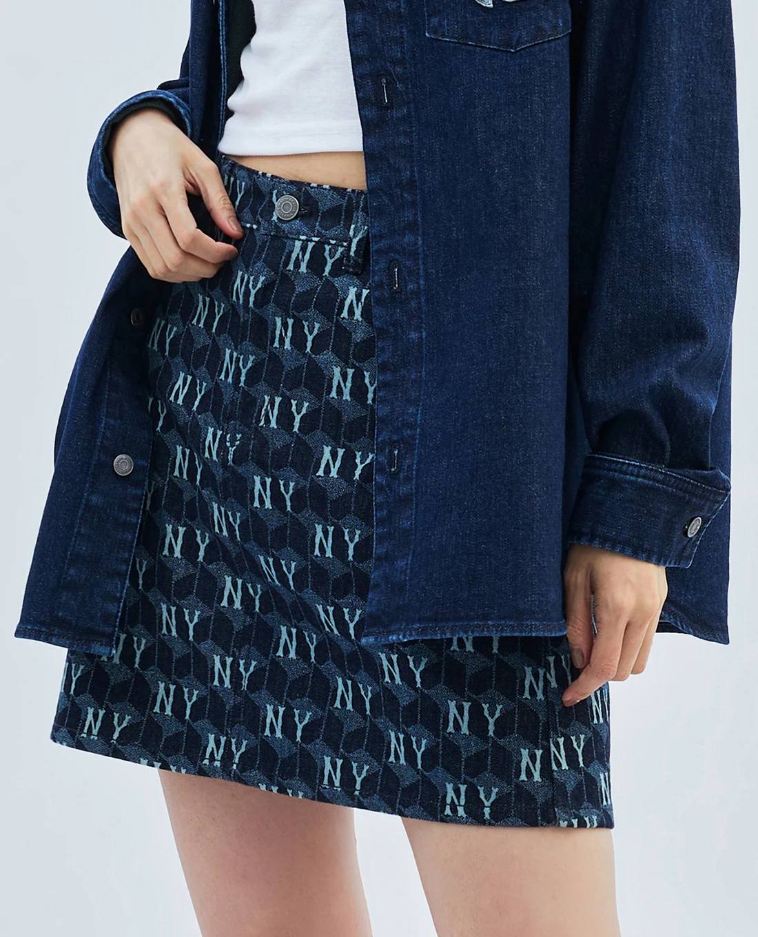 Chân Váy Nữ Chính Hãng - MLB NY DENIM MONOGRAM WOMEN - 3FDSM0734-50NYD