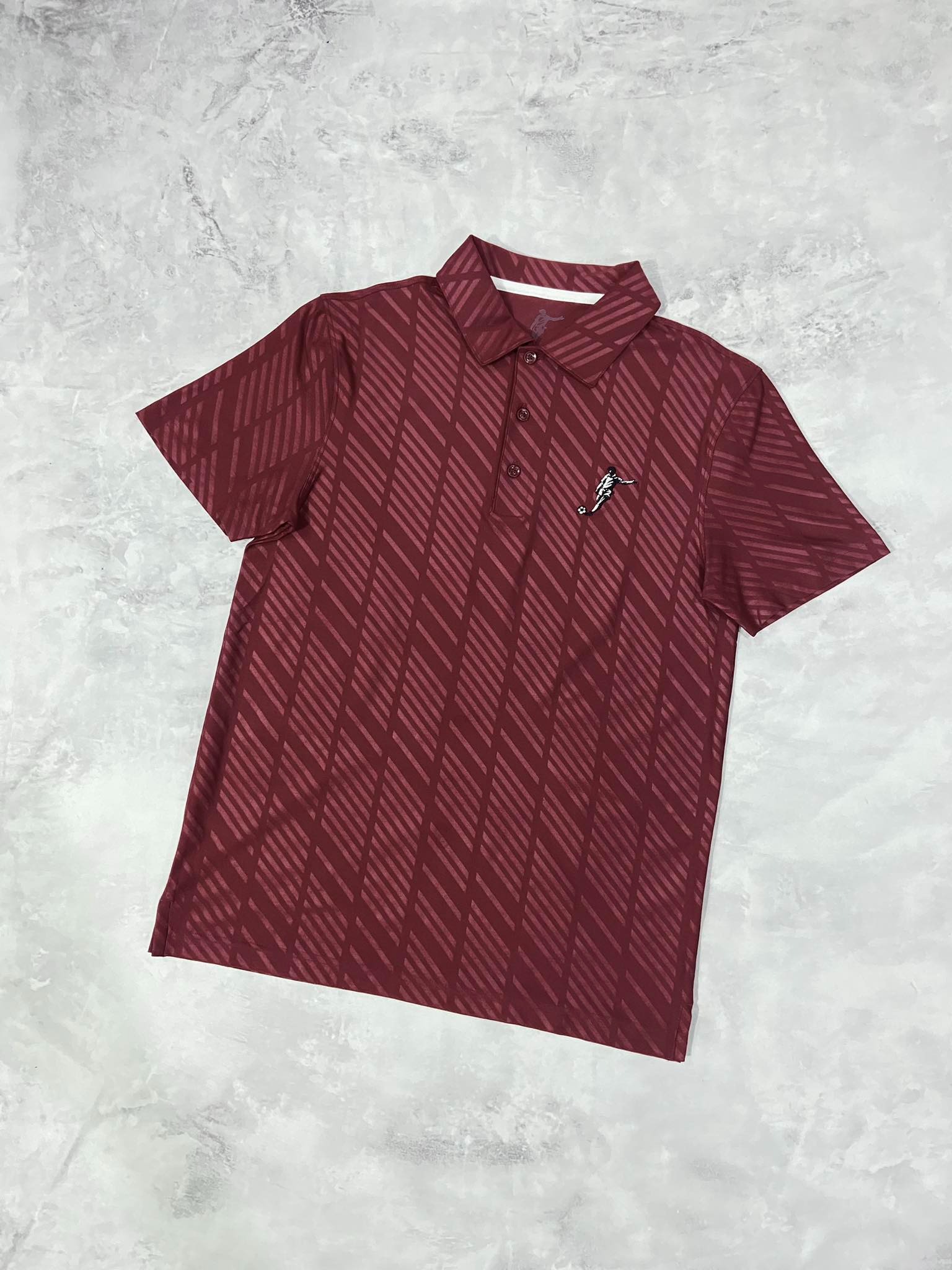 Áo Polo Chính Hãng - Nike Club Logo Football Đỏ Thẫm Kẻ Sọc - PNF-009