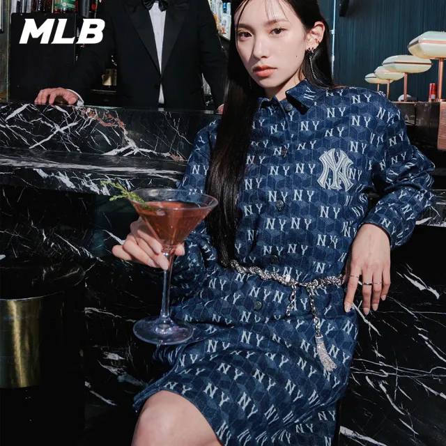 Váy Nữ Dáng Dài - Đầm Sơ Mi Chính Hãng MLB Monogram Denim Women - 3FDDM0734-50NYD