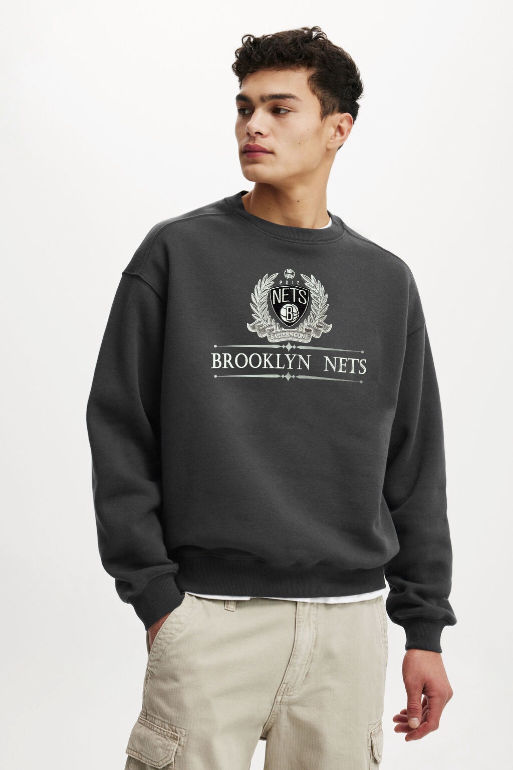 ÁO SWEATER CHÍNH HÃNG - NBA Brooklyn Nets - BRKNGrey