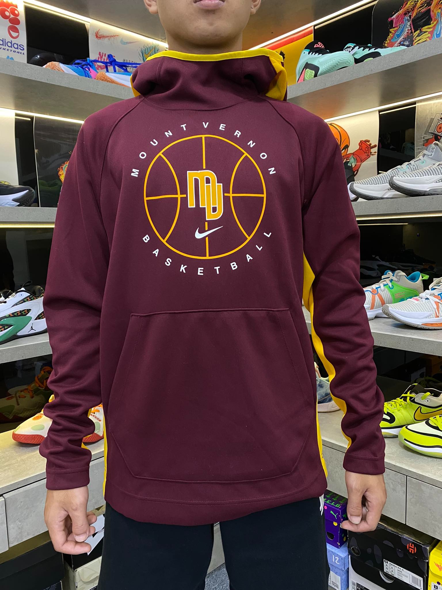 Áo Hoodie Chính Hãng - Nike Mountvernon Basketball NBA Đỏ Mận - HMUB-052