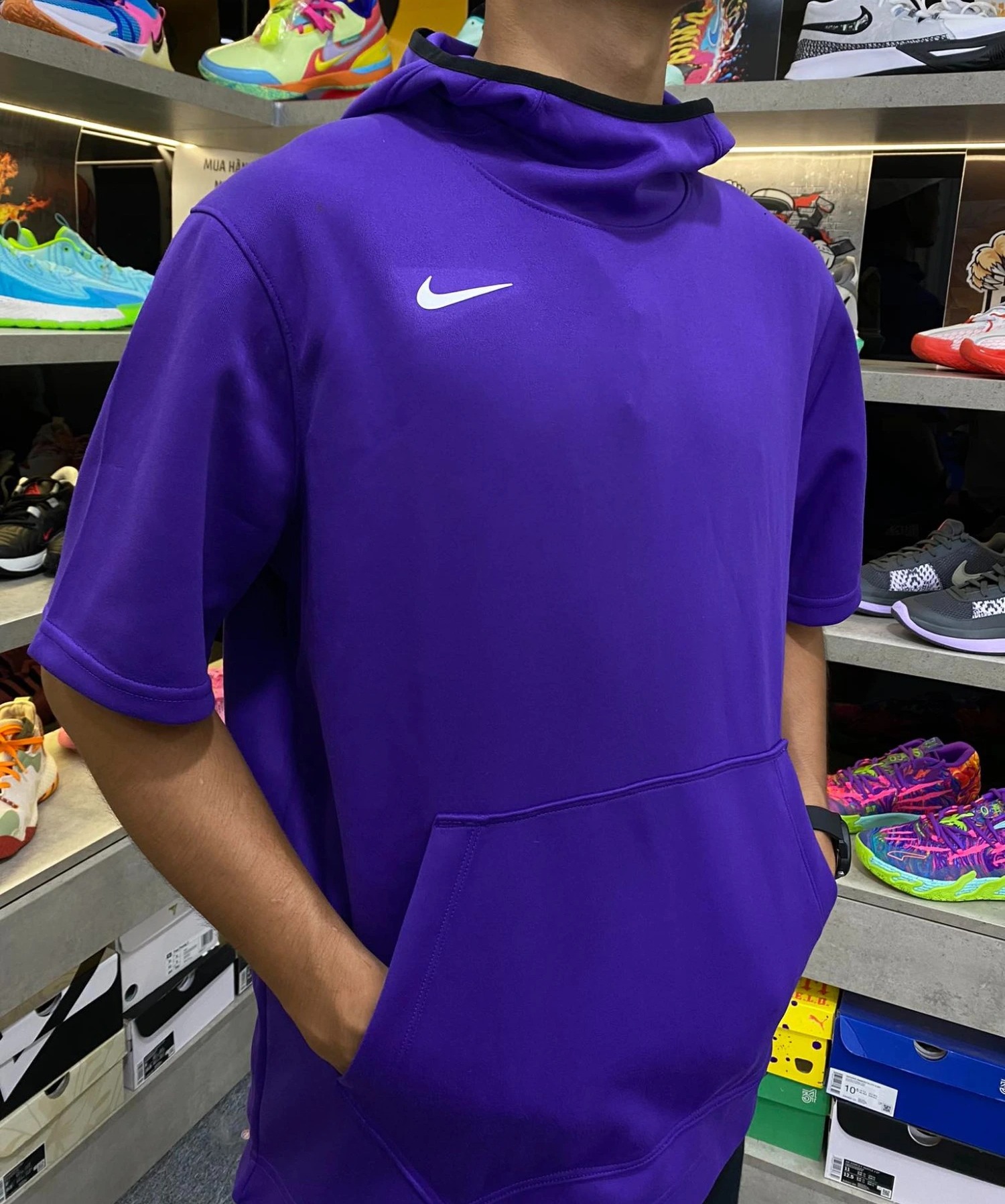 Áo Hoodie Chính Hãng - Nike Spotlight Hoodie SS Mens 4XLT Tall Purple Basketball 