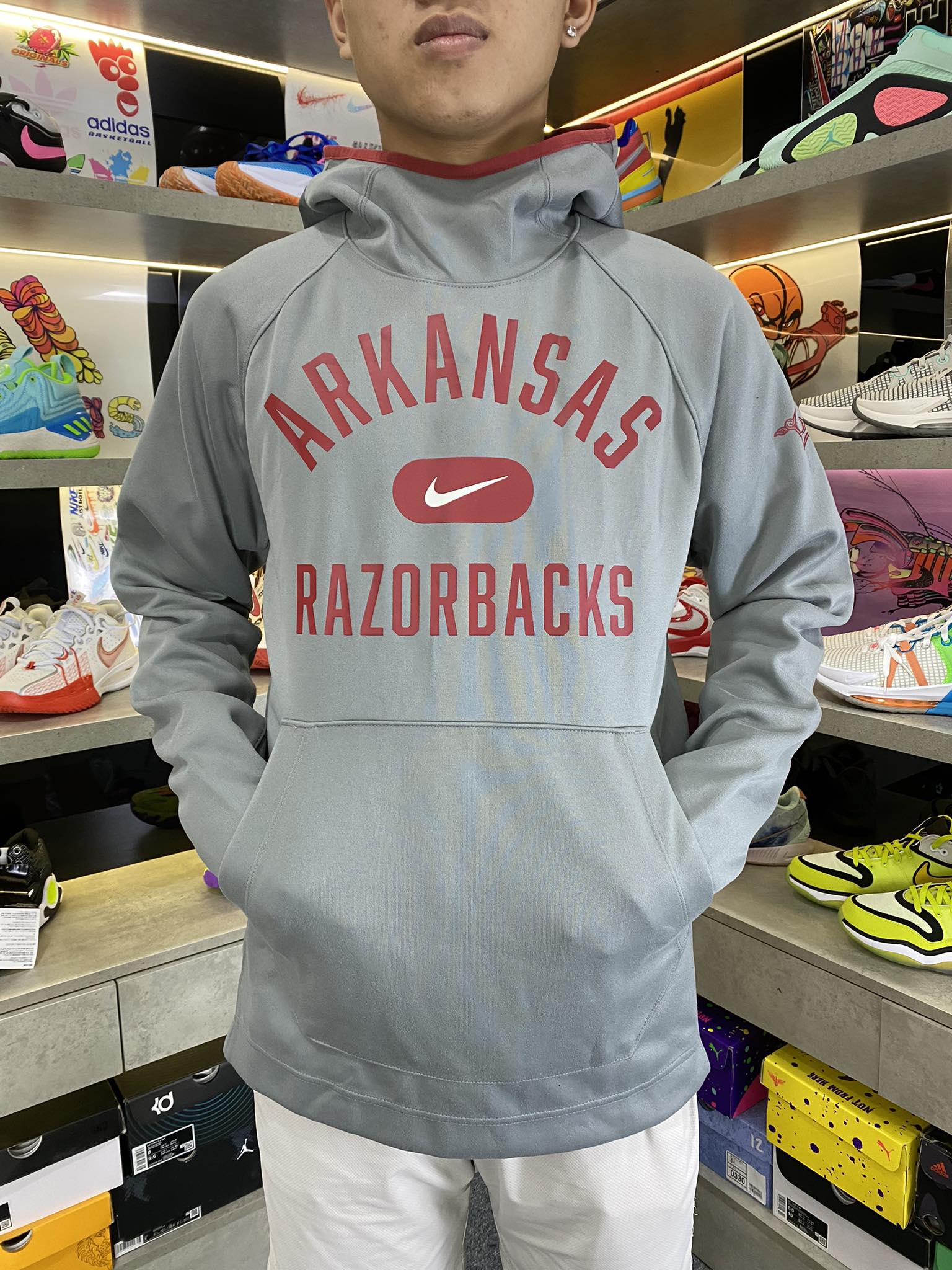 Áo Hoodie Chính Hãng - Nike Dri-Fit Arkansas Razorbacks ''Grey'' - HD002