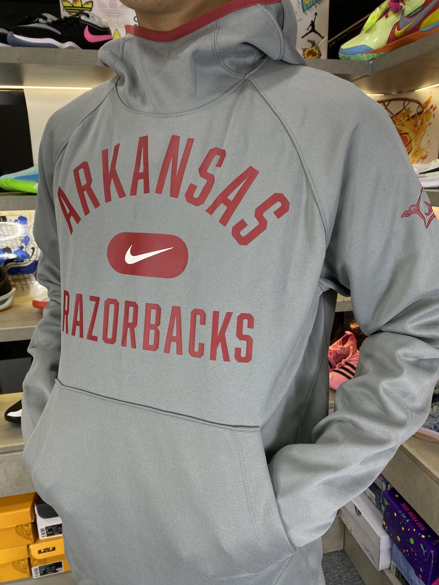 Áo Hoodie Chính Hãng - Nike Dri-Fit Arkansas Razorbacks ''Grey'' - HD002