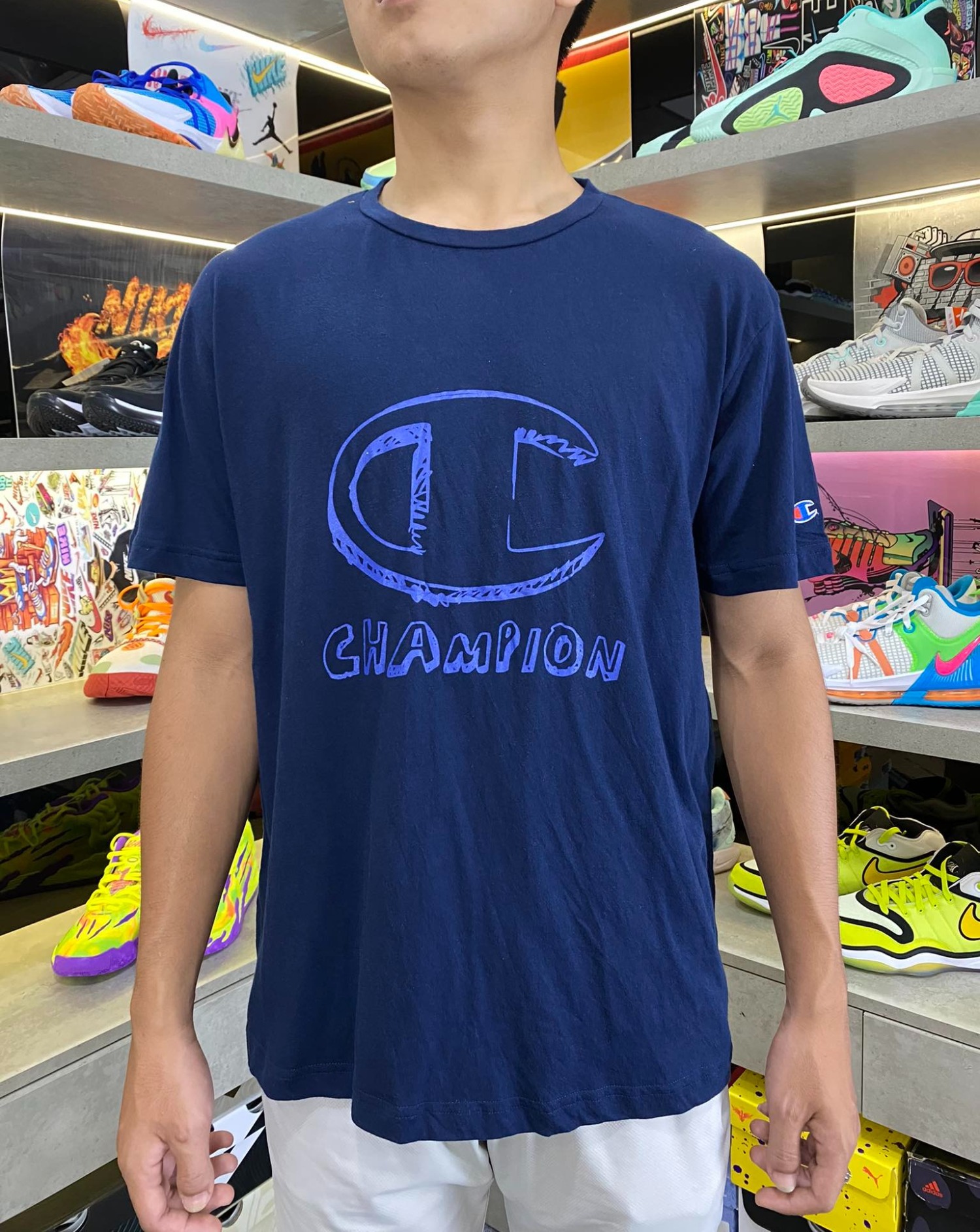 Áo Tshirts Chính Hãng - Áo Thun Champion Big Logo 'Navy' - ACS-01