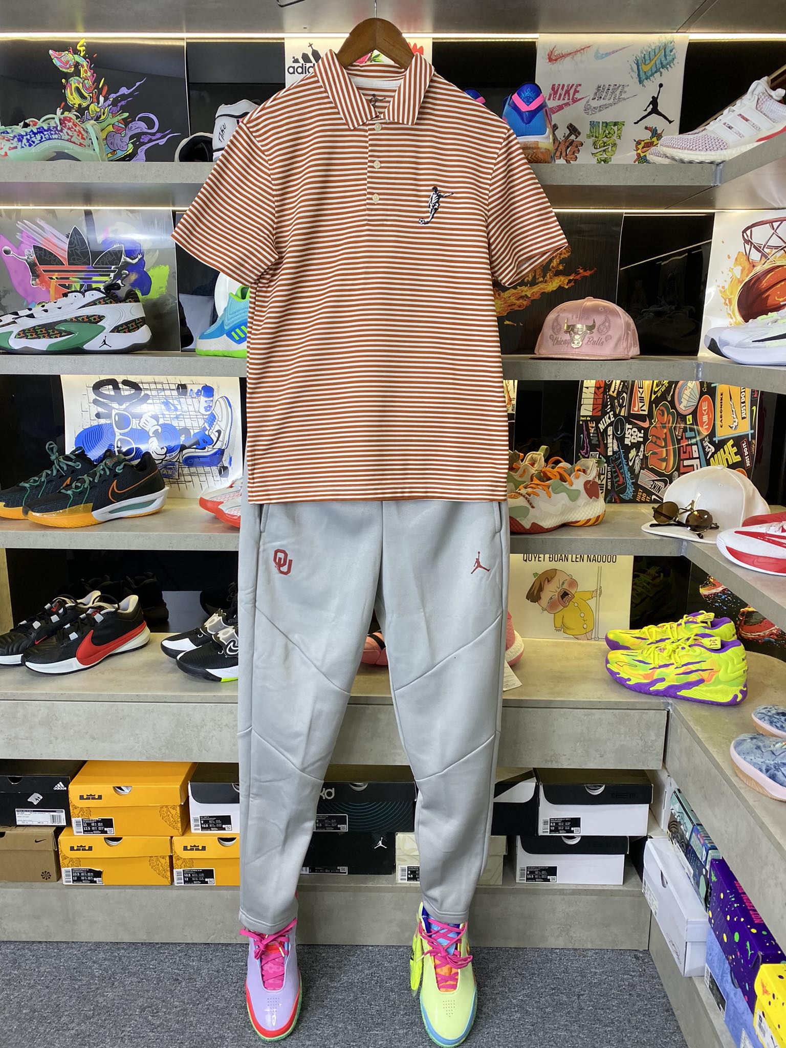 Áo Polo Chính Hãng - Nike Club Logo Football Kẻ Cam Đất - PNF-005