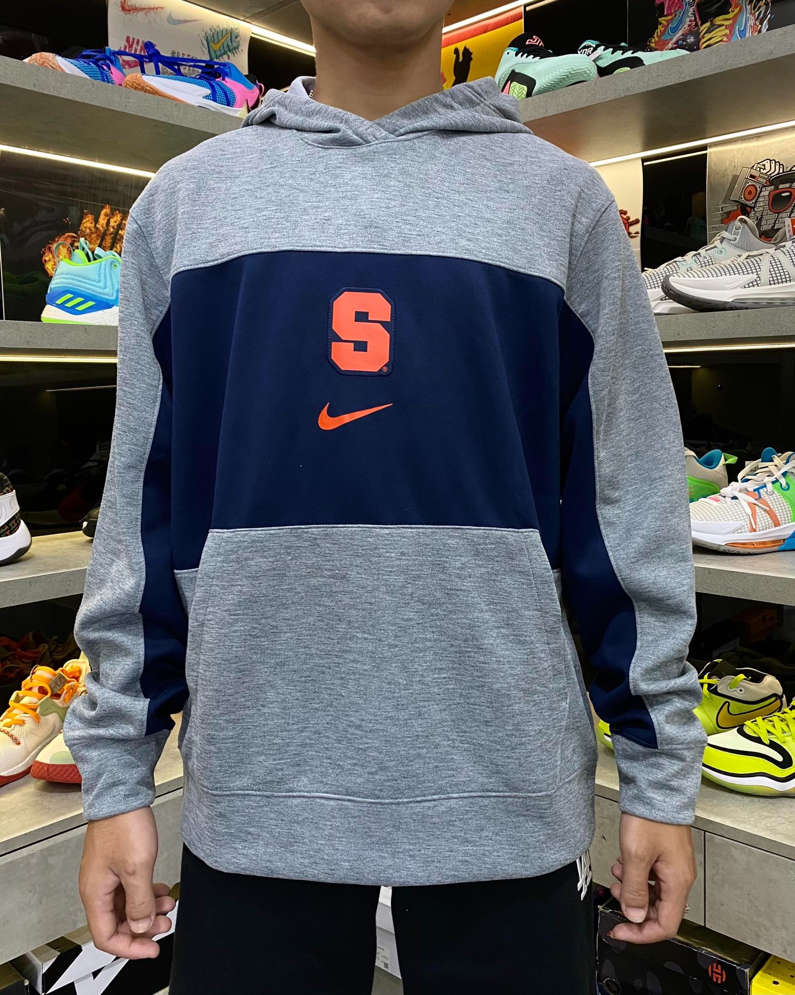 Áo Hoodie Chính Hãng - Nike Syracuse Orange Logo Basketball S 'Gray/Orange' - AHD-091