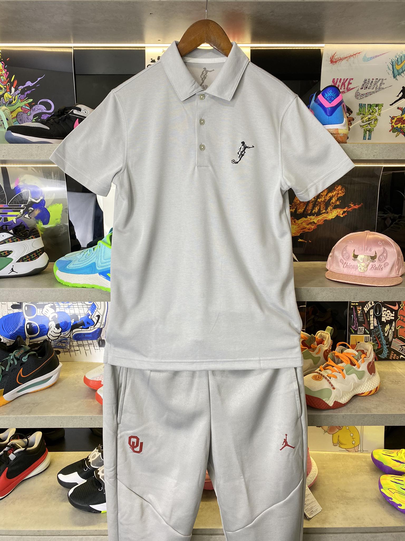 Áo Polo Chính Hãng - Nike Club Logo Football Màu Xám Trắng - CLF-015