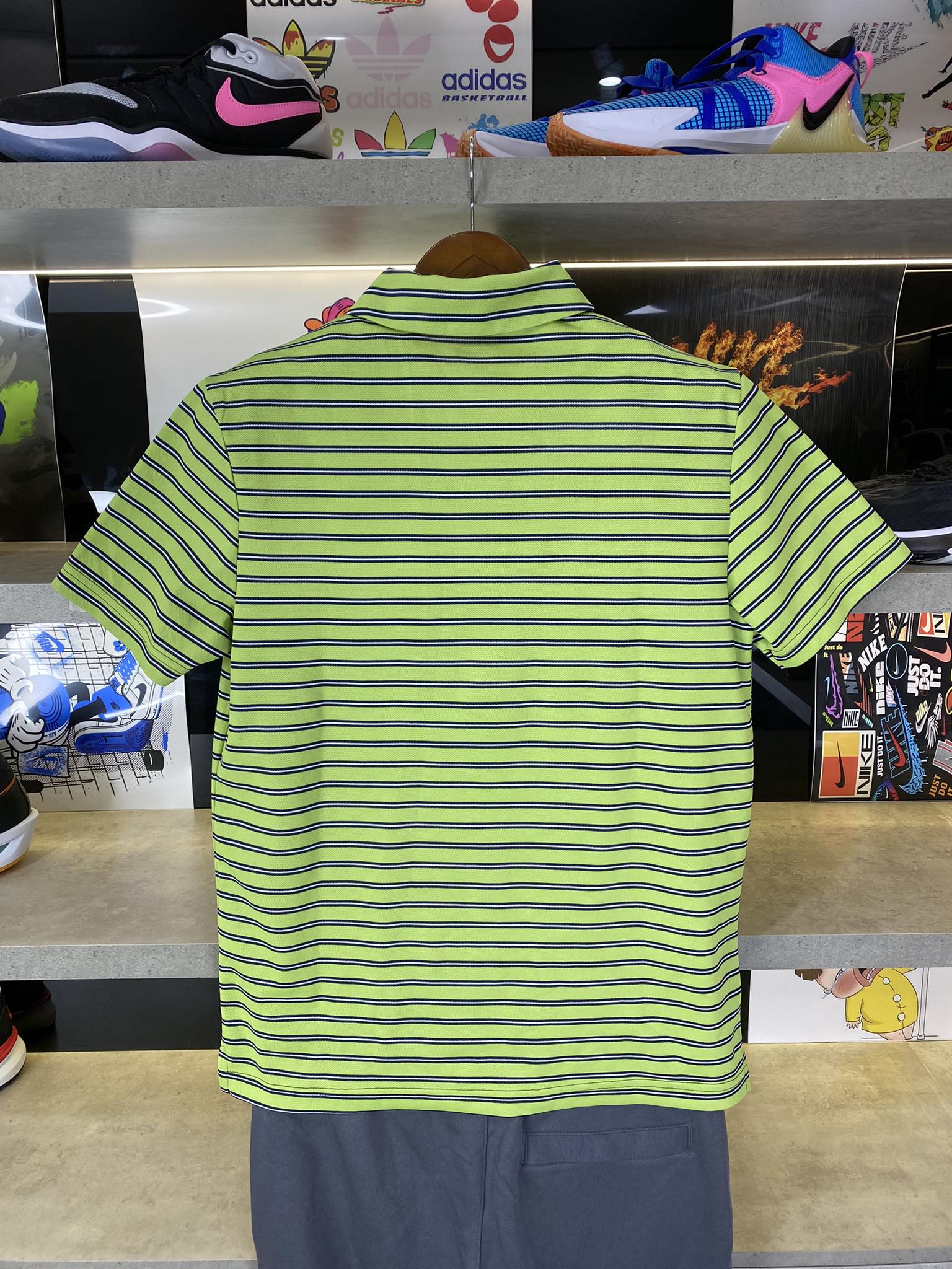 Áo Polo Chính Hãng - Nike Club Moon Star Kẻ Xanh Cốm  - CMS-03