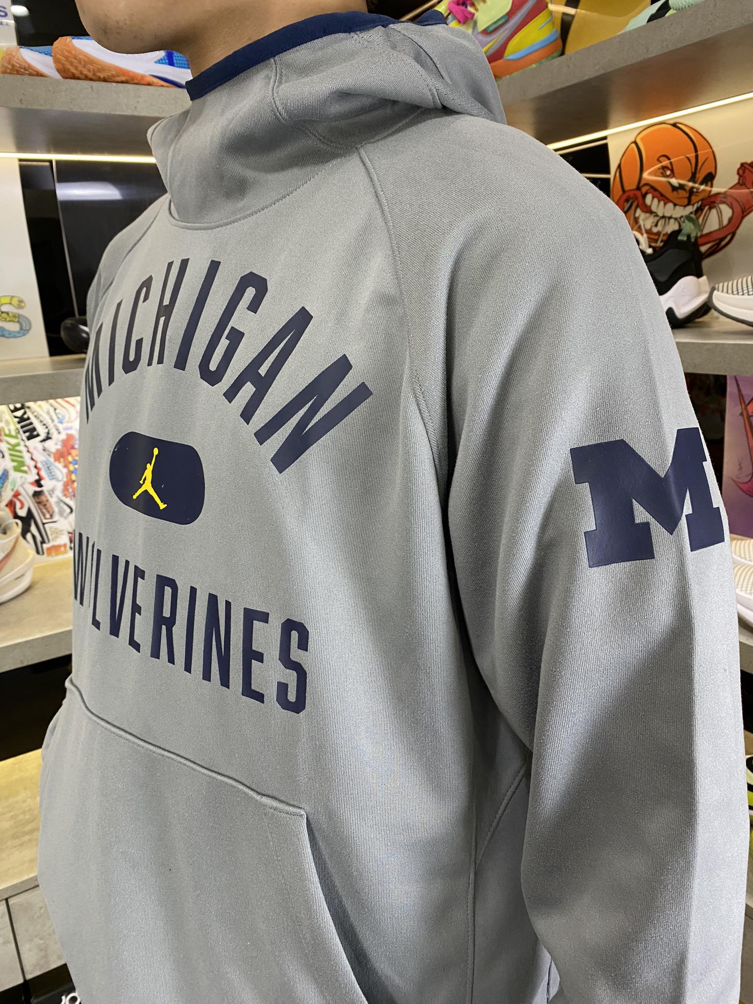 Áo Hoodie Chính Hãng - Jordan Brand Michigan Wolverines Gray Basketball Grey- AHD-023