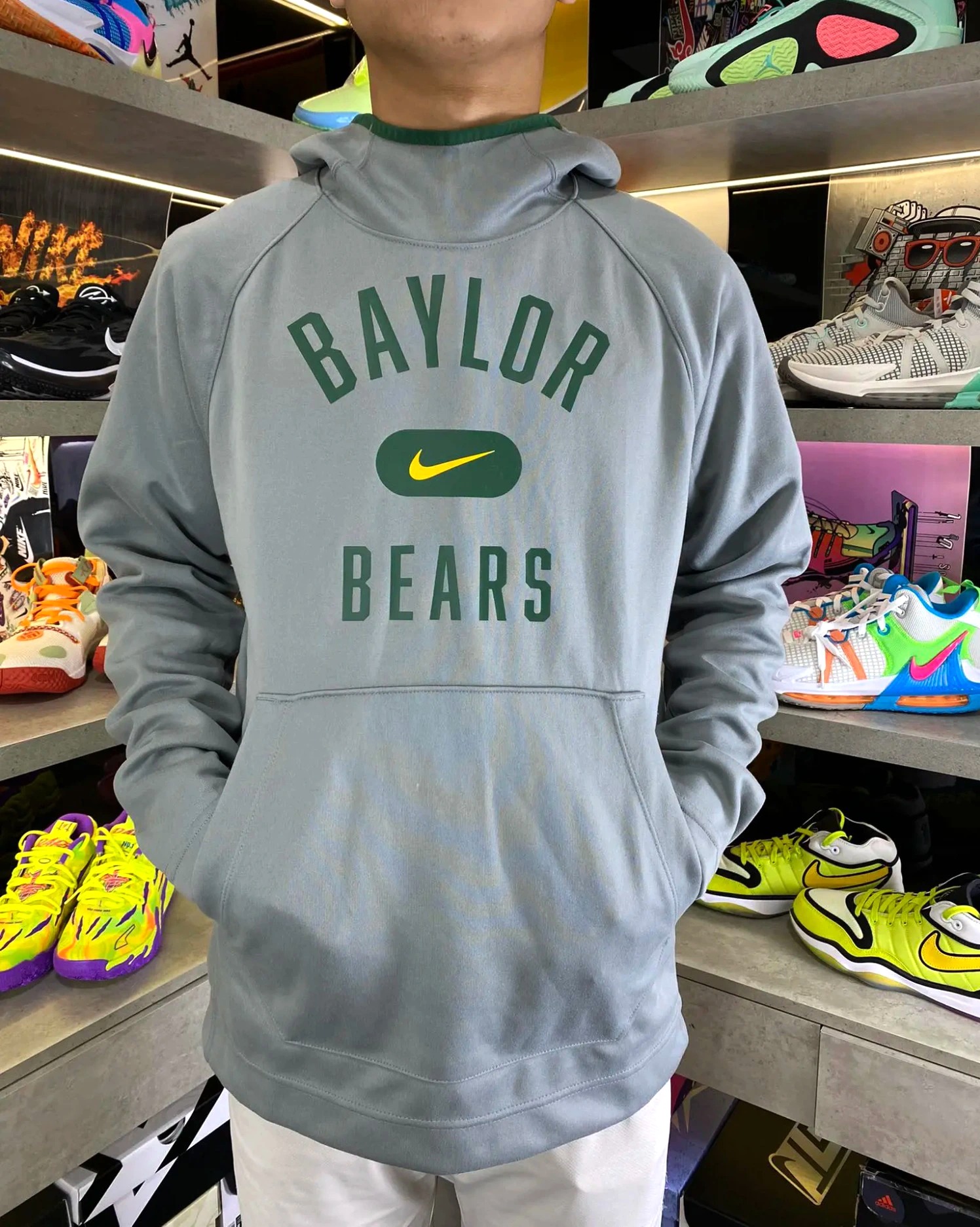 Áo Hoodie Chính Hãng - Nike Men's Text Baylor Bears Mũ Viền Xanh 