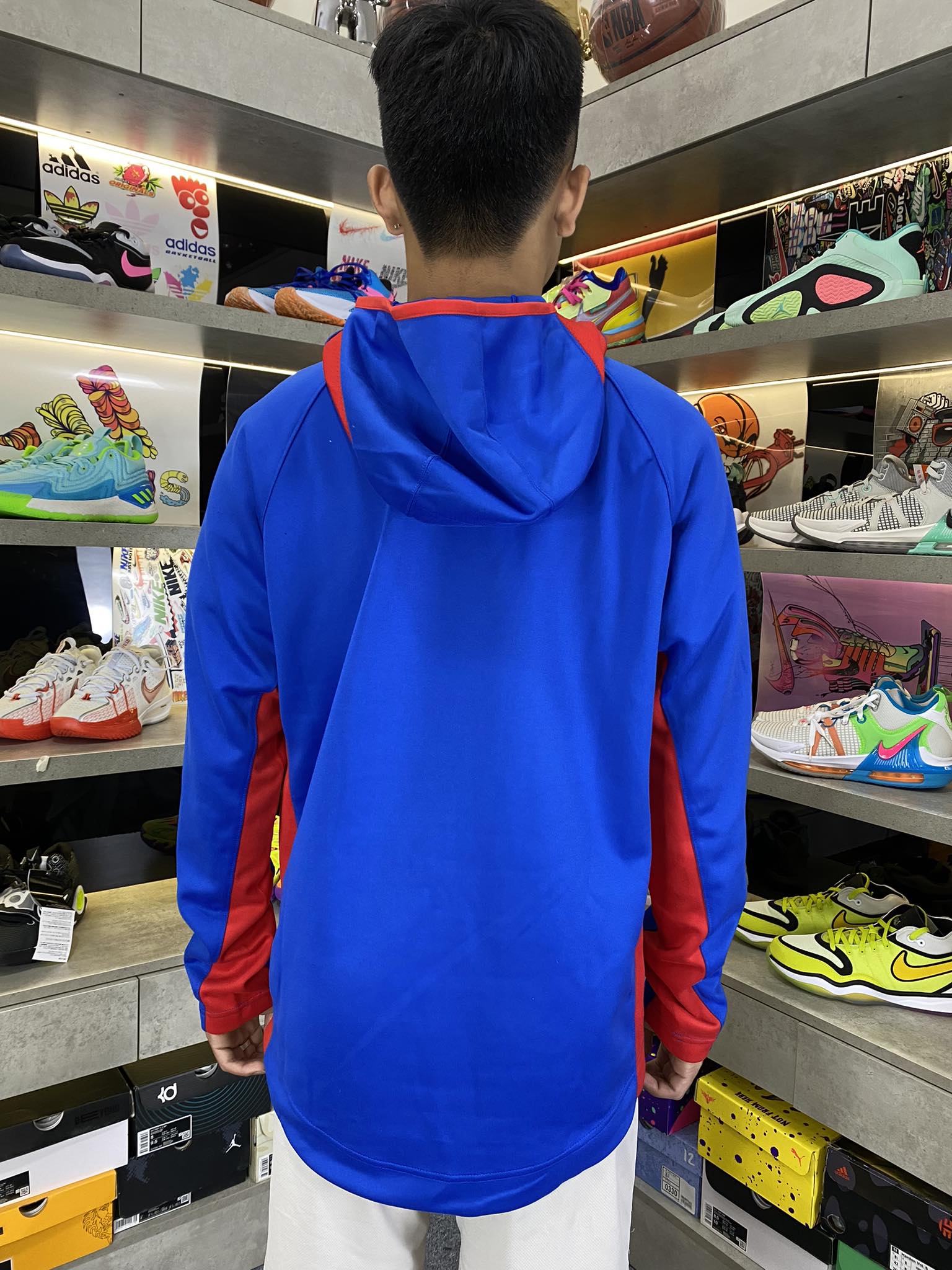 Áo Hoodie Chính Hãng - Nike No Text Logo Basketball EM Kẻ Đỏ 