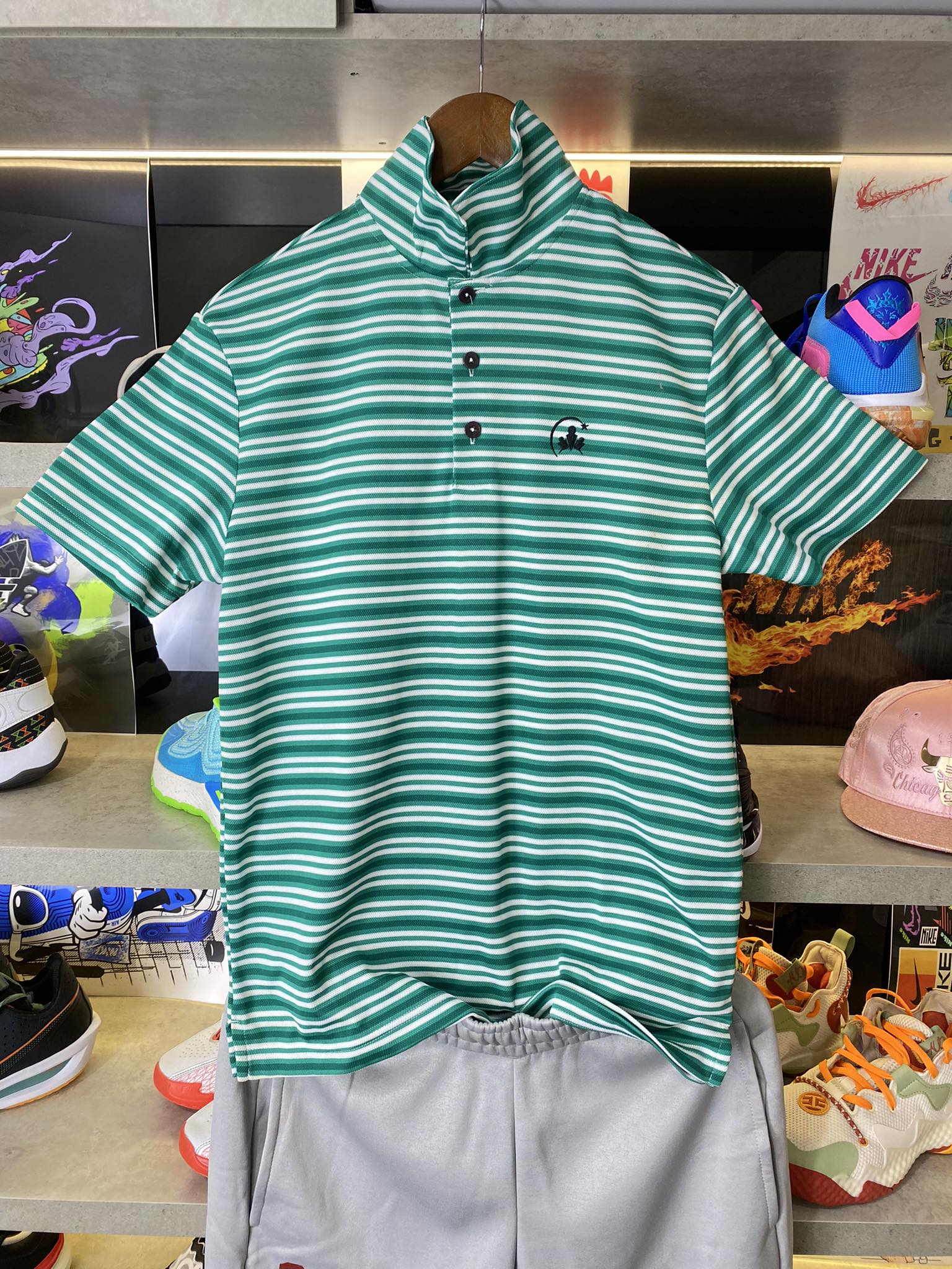 Áo Polo Chính Hãng - Nike Club Moon Star Kẻ Xanh  - CMS-02
