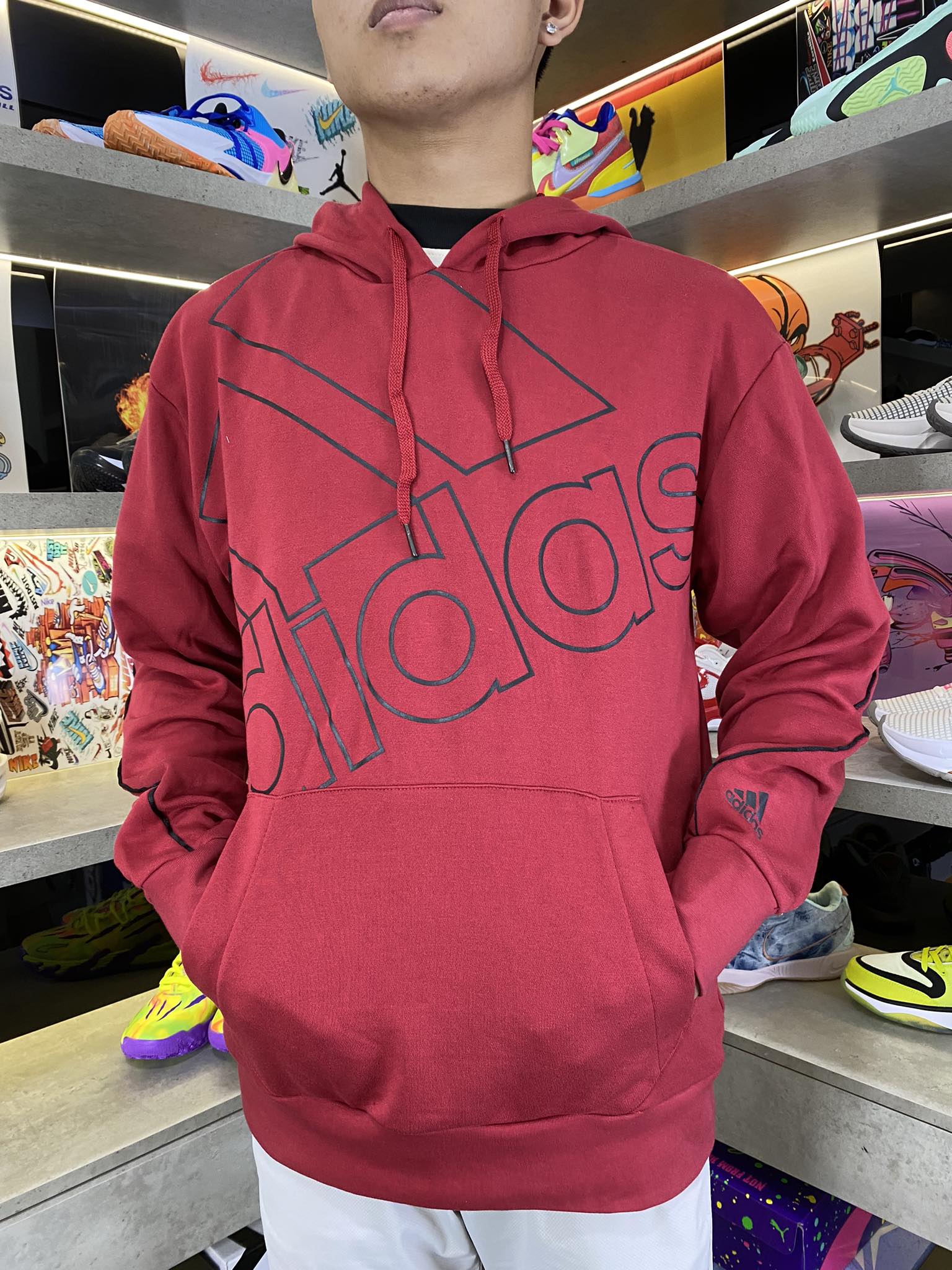 Áo Hoodie Chính Hãng Adidas Sudadera con capucha Giant Logo ''Red'' - GK9369-030