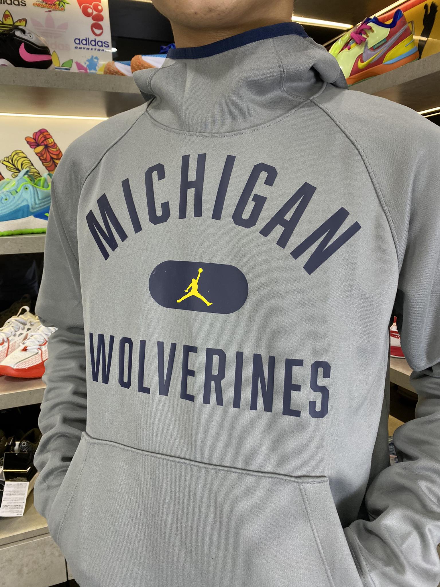 Áo Hoodie Chính Hãng - Jordan Brand Michigan Wolverines Gray Basketball Grey- AHD-023