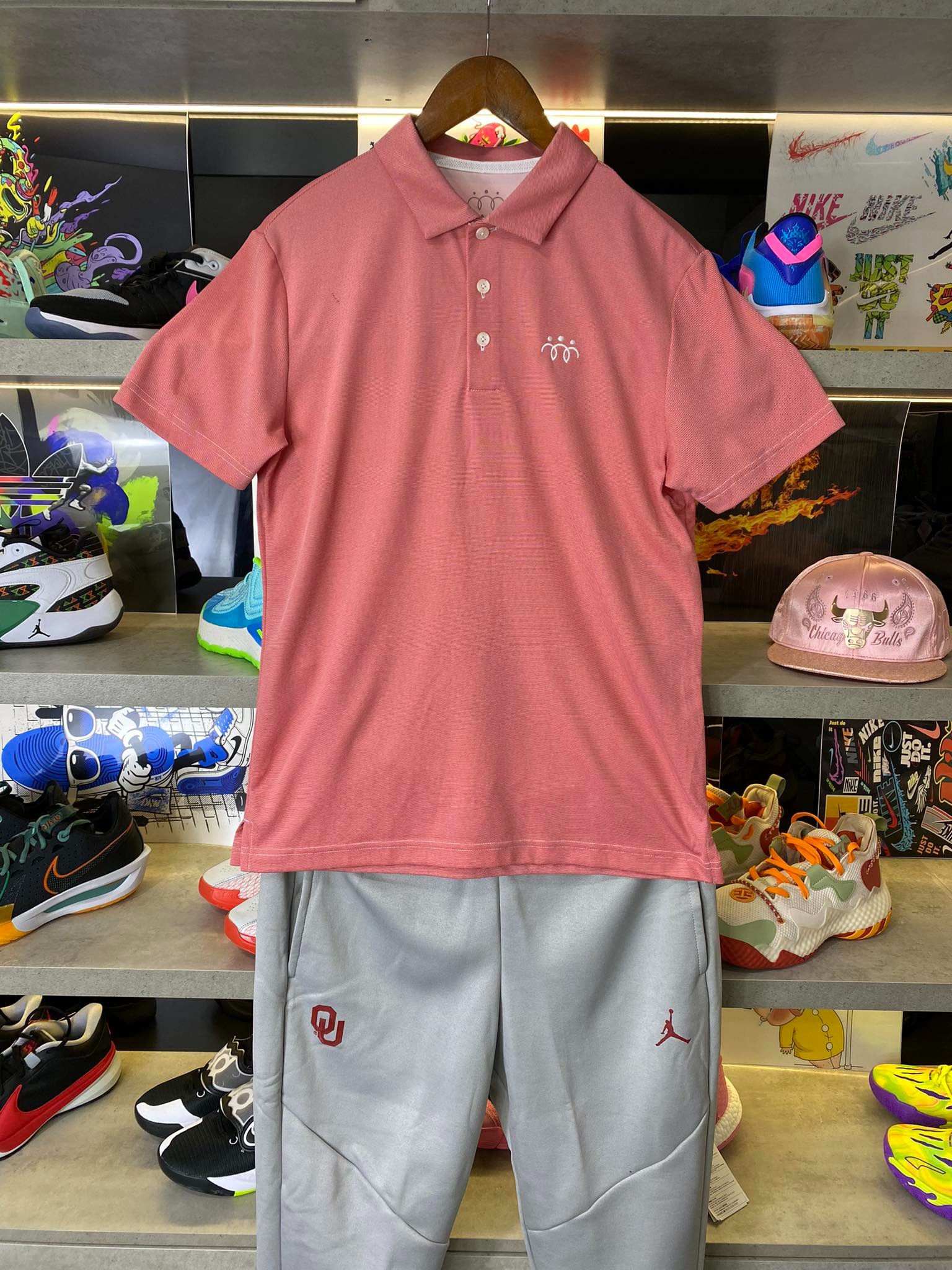 Áo Polo Chính Hãng - Nike Three People Kẻ Đỏ Trắng - PLN01