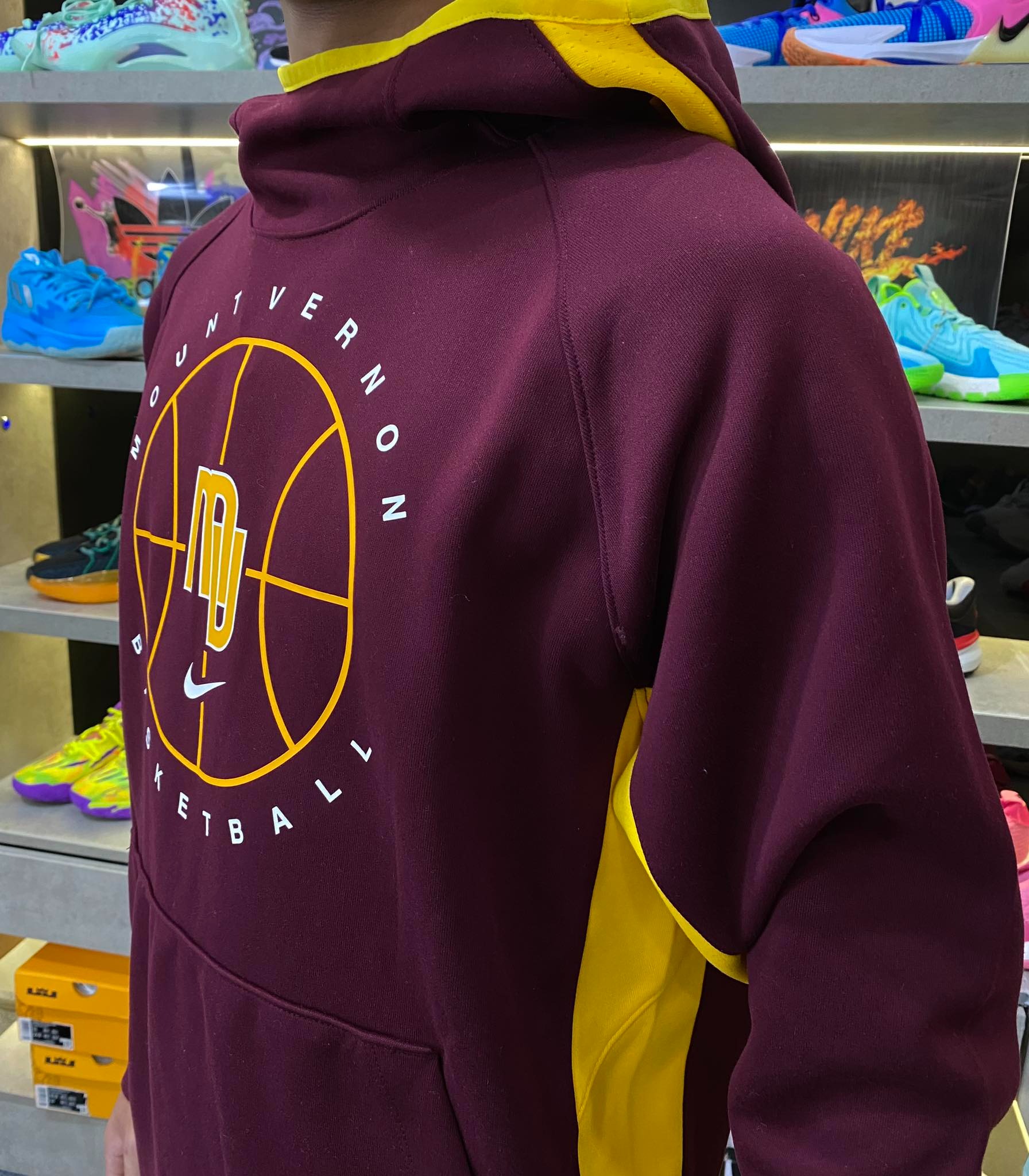 Áo Hoodie Chính Hãng - Nike Mountvernon Basketball NBA Đỏ Mận - HMUB-052