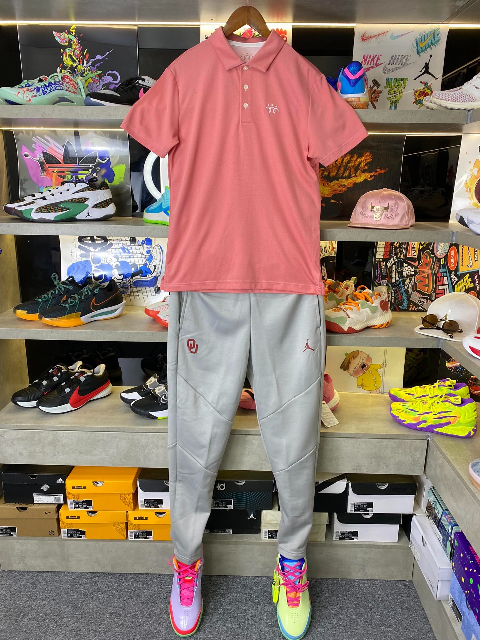 Áo Polo Chính Hãng - Nike Three People Kẻ Đỏ Trắng - PLN01