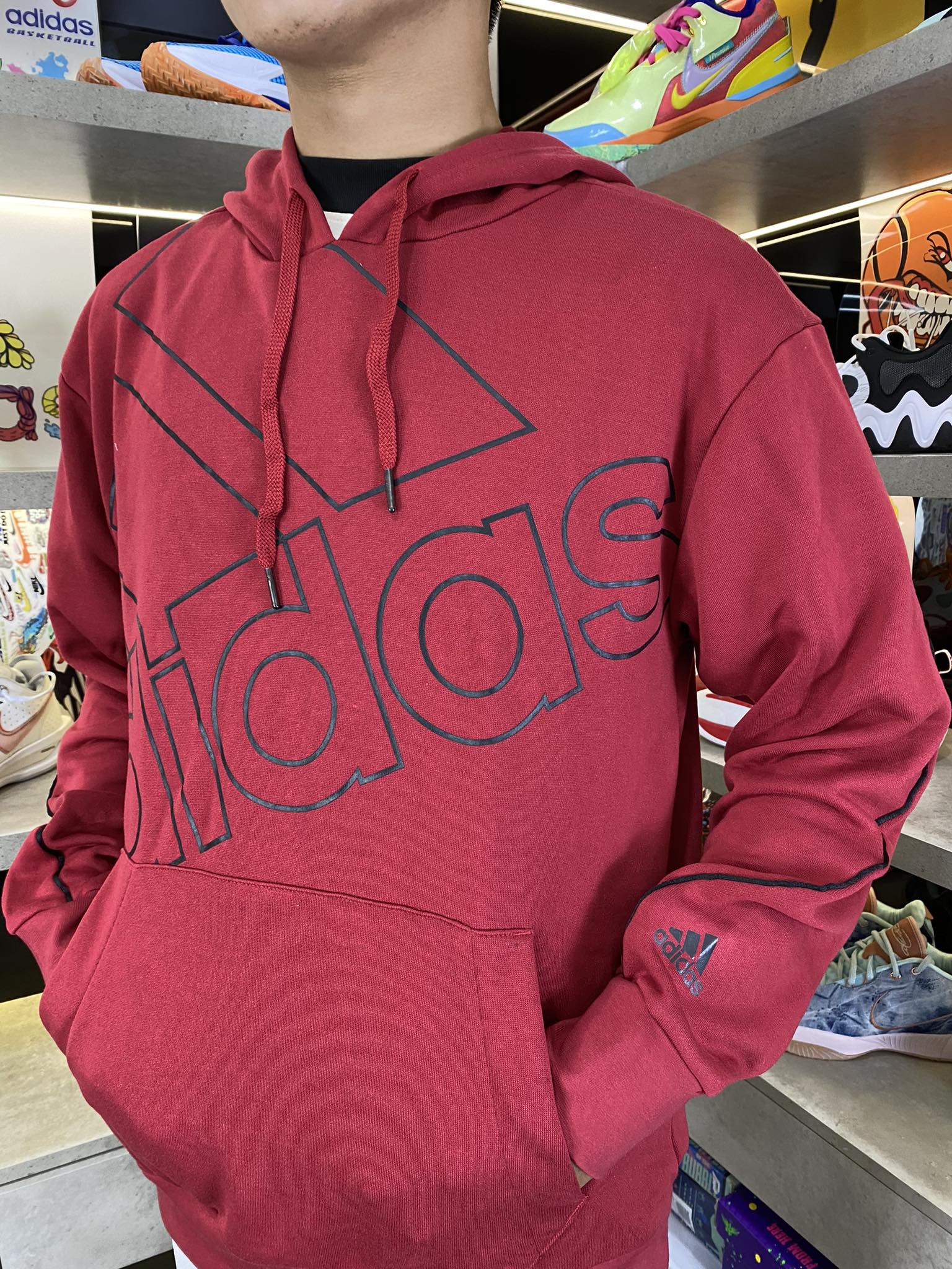 Áo Hoodie Chính Hãng Adidas Sudadera con capucha Giant Logo ''Red'' - GK9369-030
